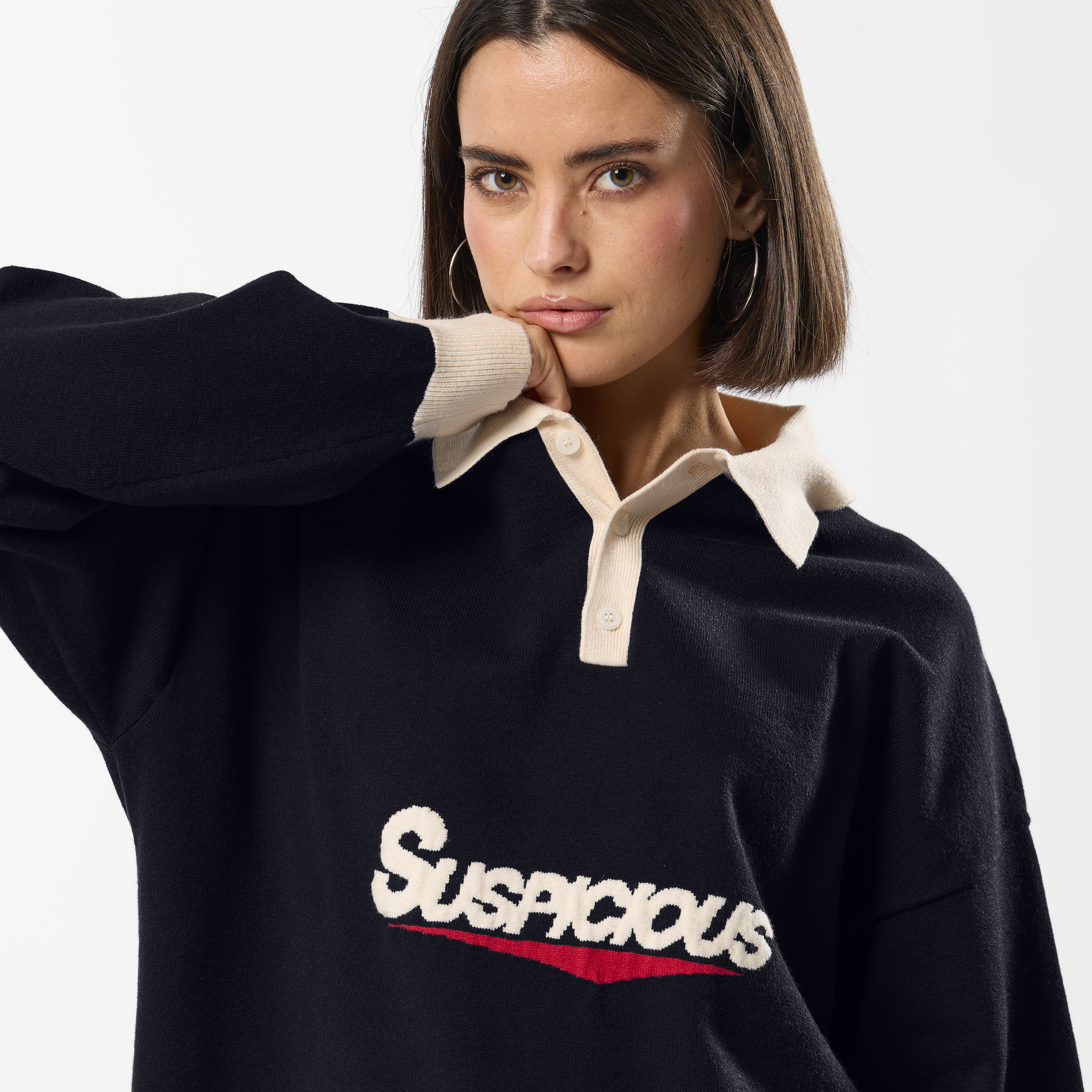 Suspicious Antwerp Winter3 / Flow Knitted Longsleeve Polo - Navy