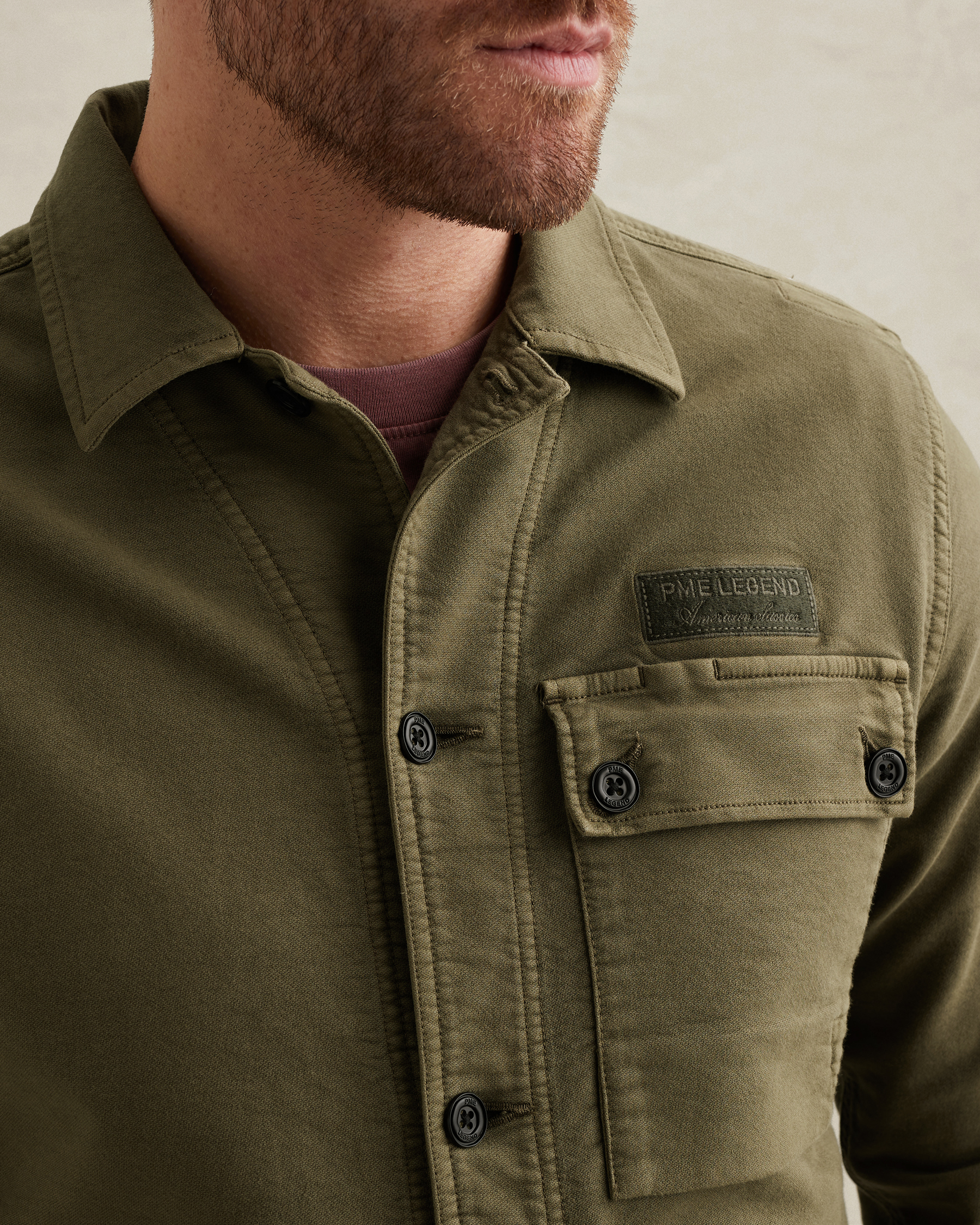 PME Legend Shirt jacket with garment-dye wash and button closurex