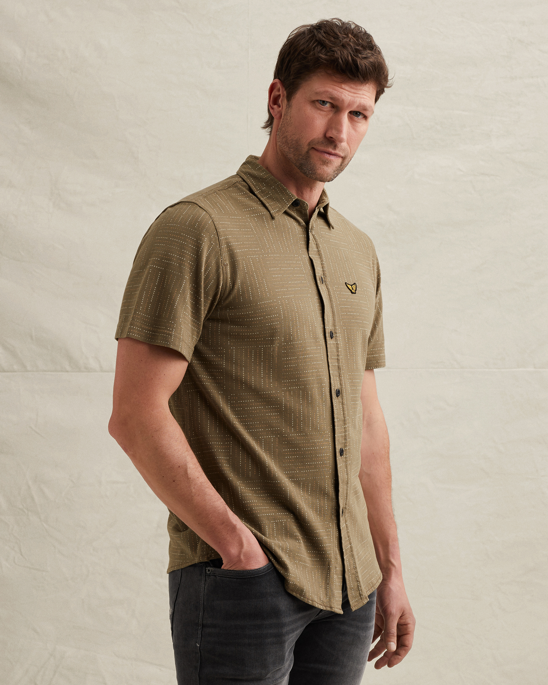 PME Legend Shirt with allover print and short sleevesx