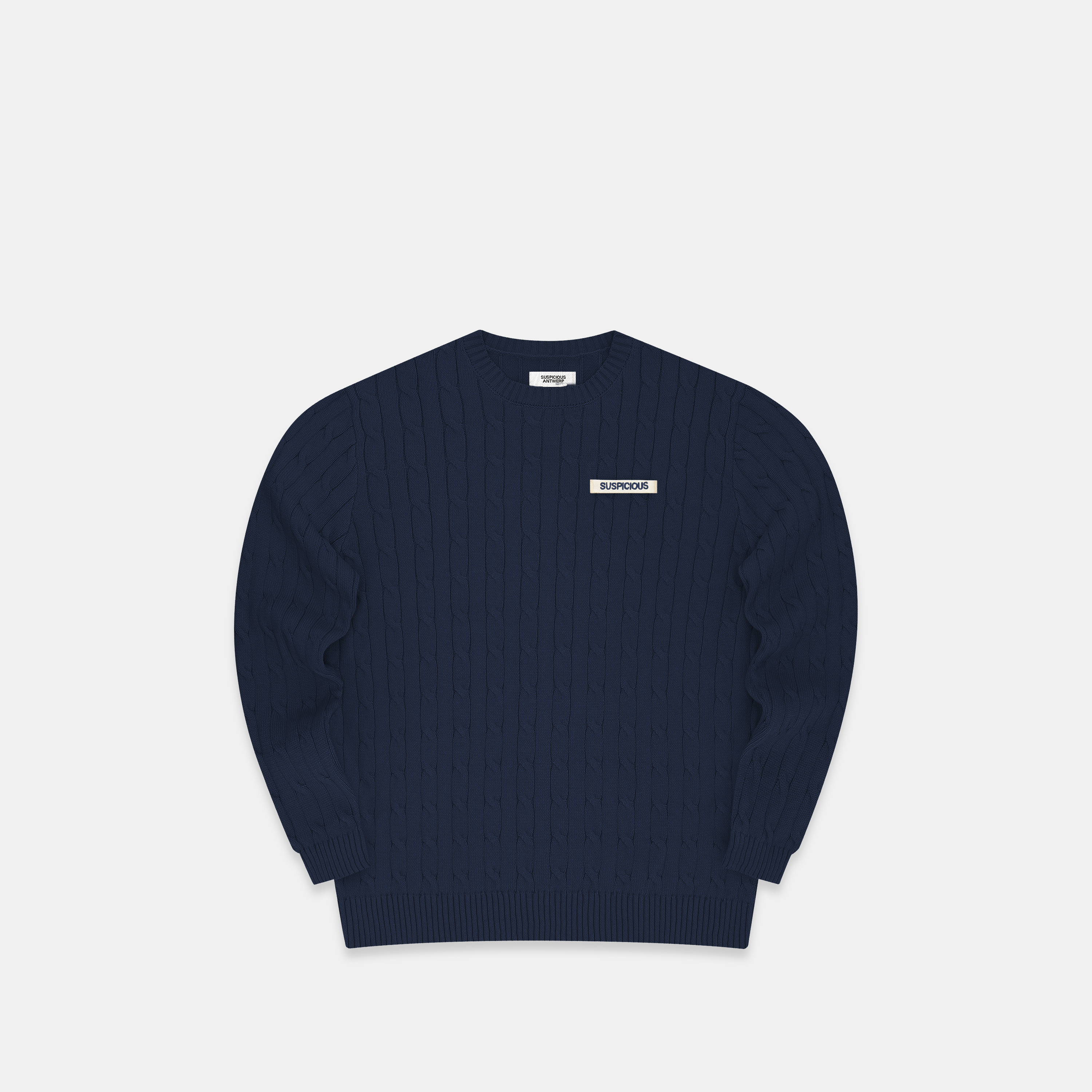Suspicious Antwerp The Cable Pattern Knitted Sweat - Navy