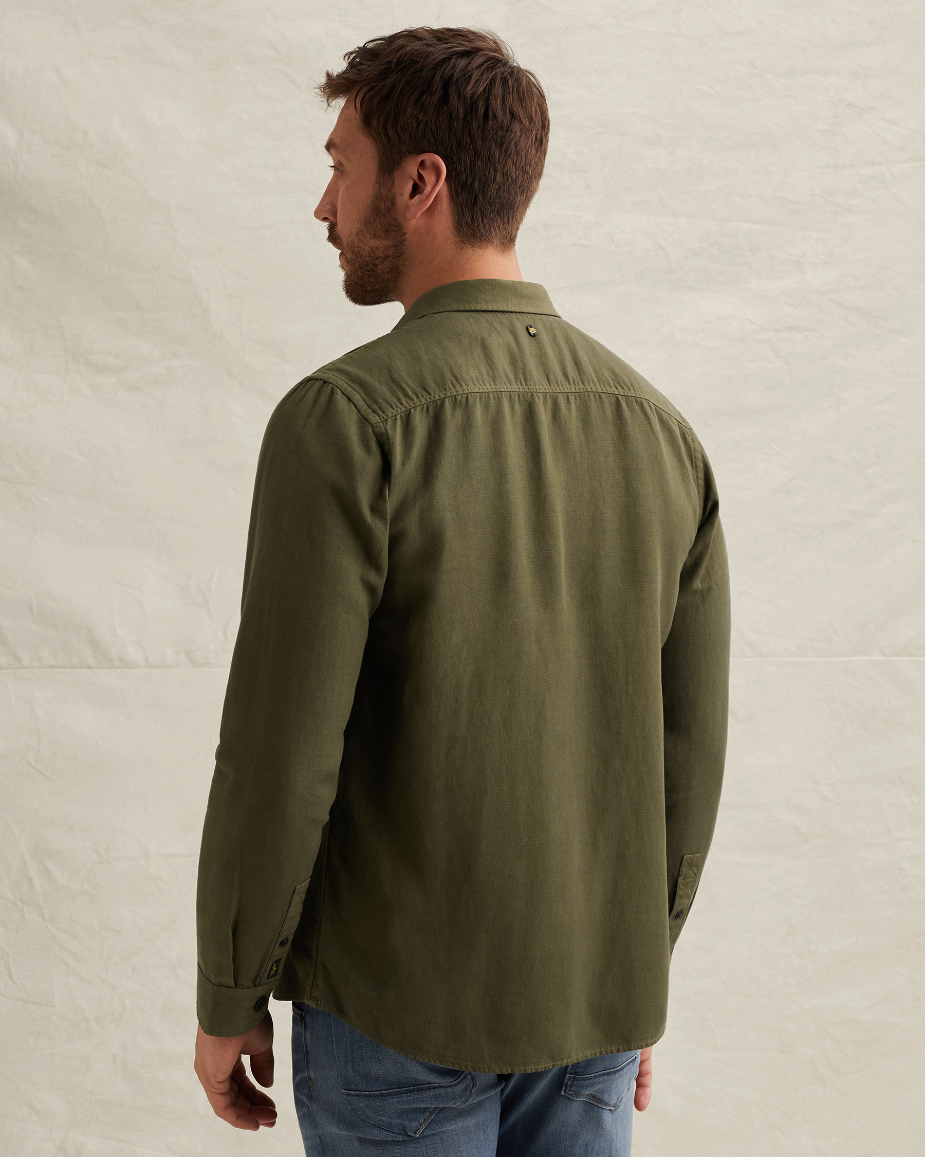 PME Legend Shirt in cotton/linen with stitching detailsx