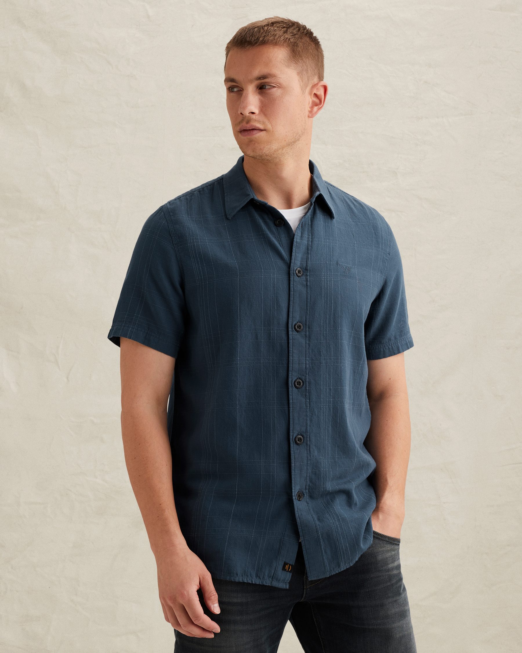 PME Legend Shirt with short sleeves and check texturex