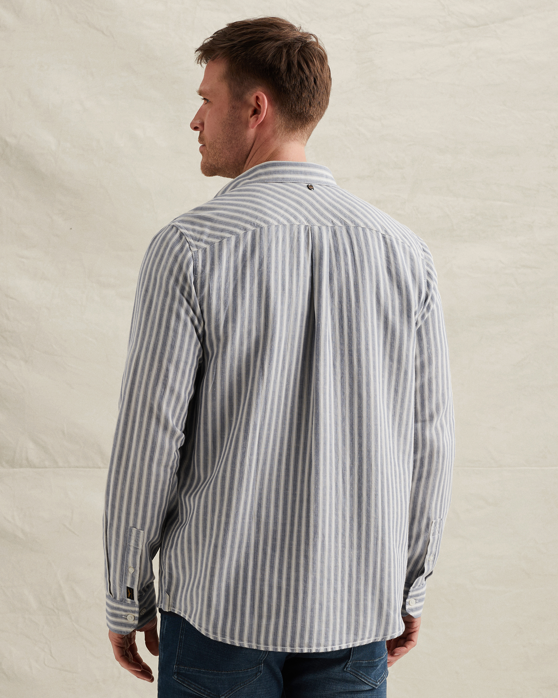 PME Legend Shirt in cotton/linen with stripe patternx