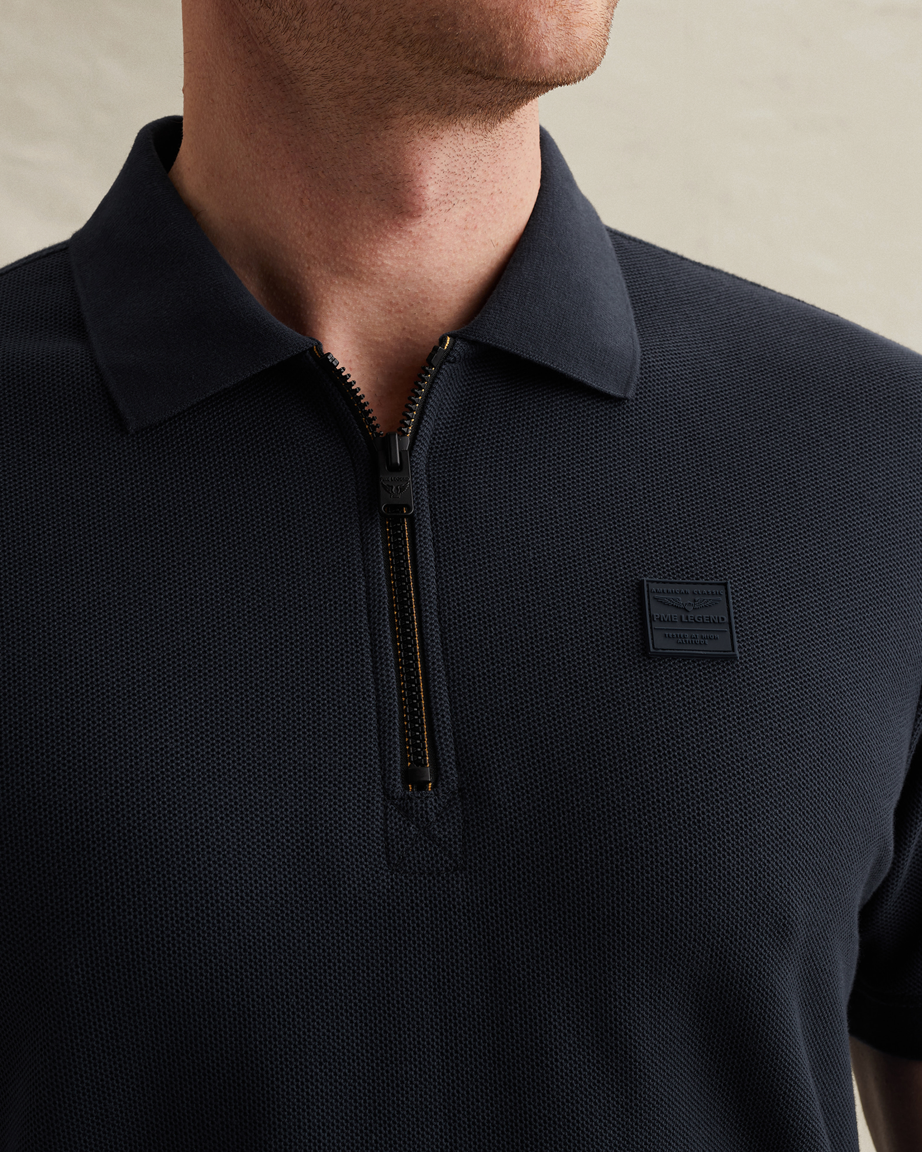 PME Legend Polo shirt with waffle texture and ribbed collarx