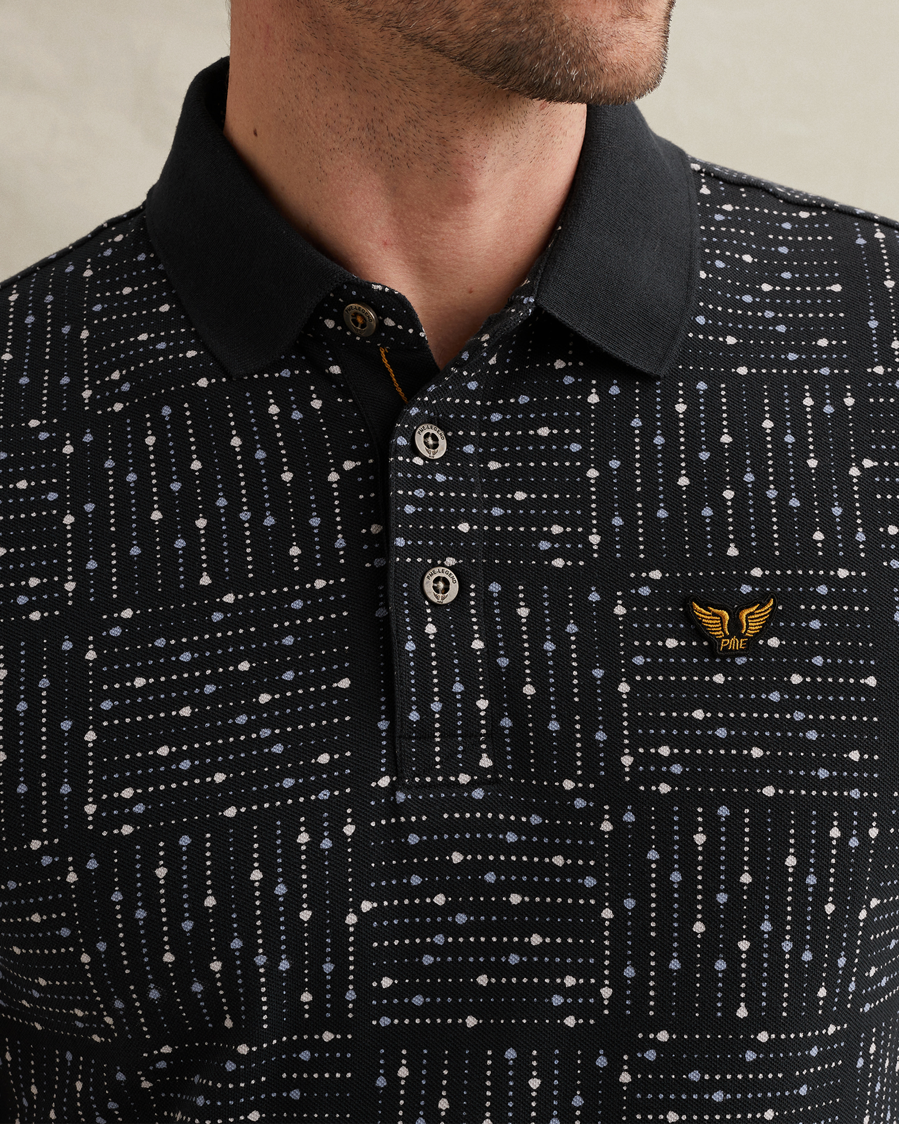 PME Legend Polo shirt in fine piqué with allover printx