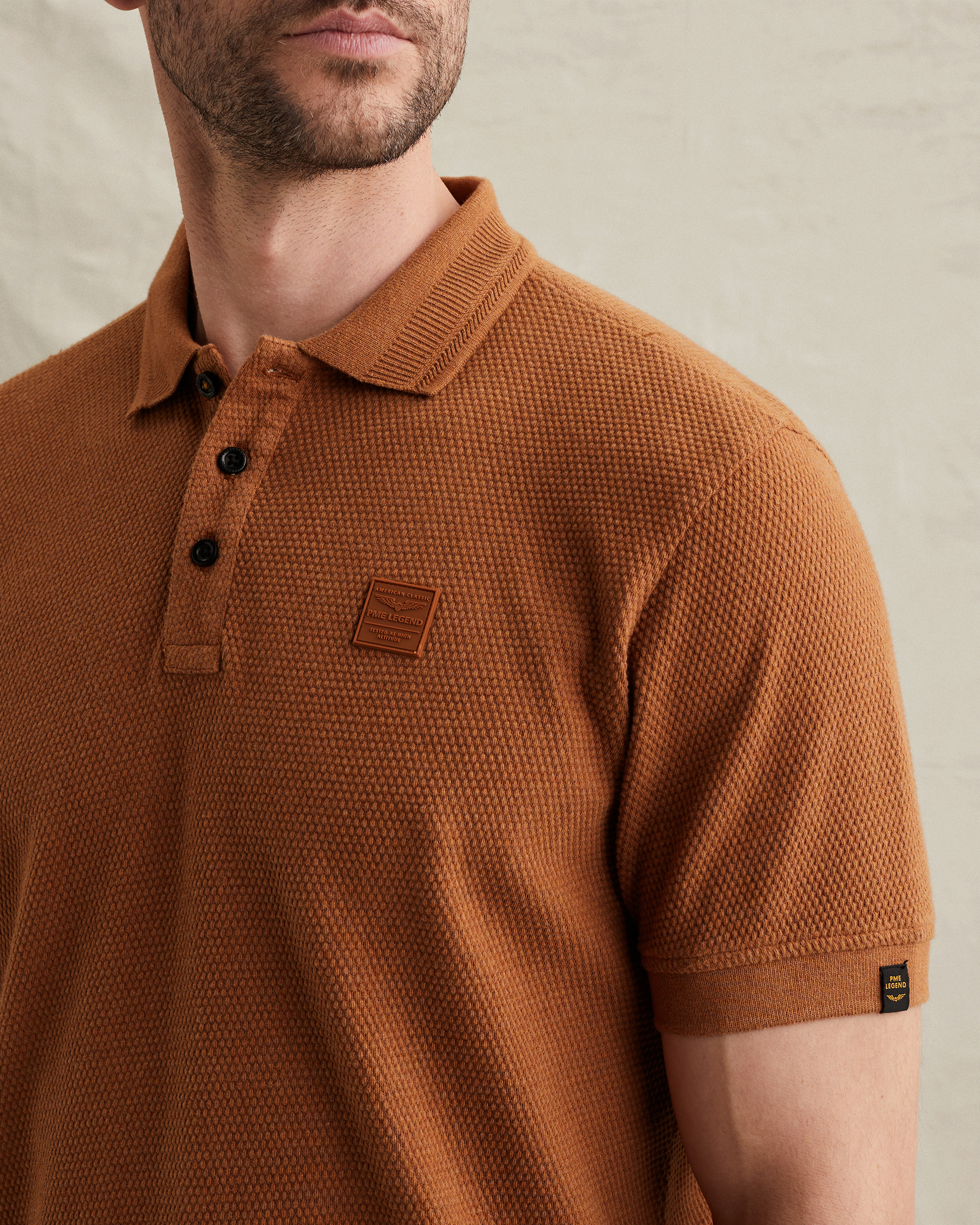 PME Legend Polo shirt with texture and ribbed hemsx