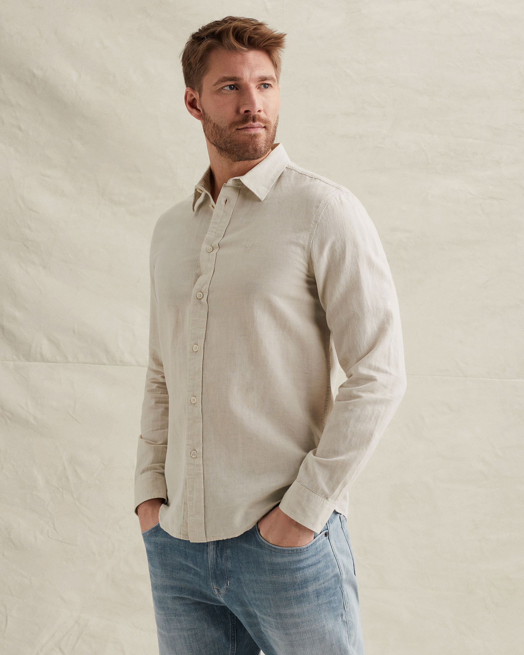 PME Legend Cotton/linen shirt with embroidered logox