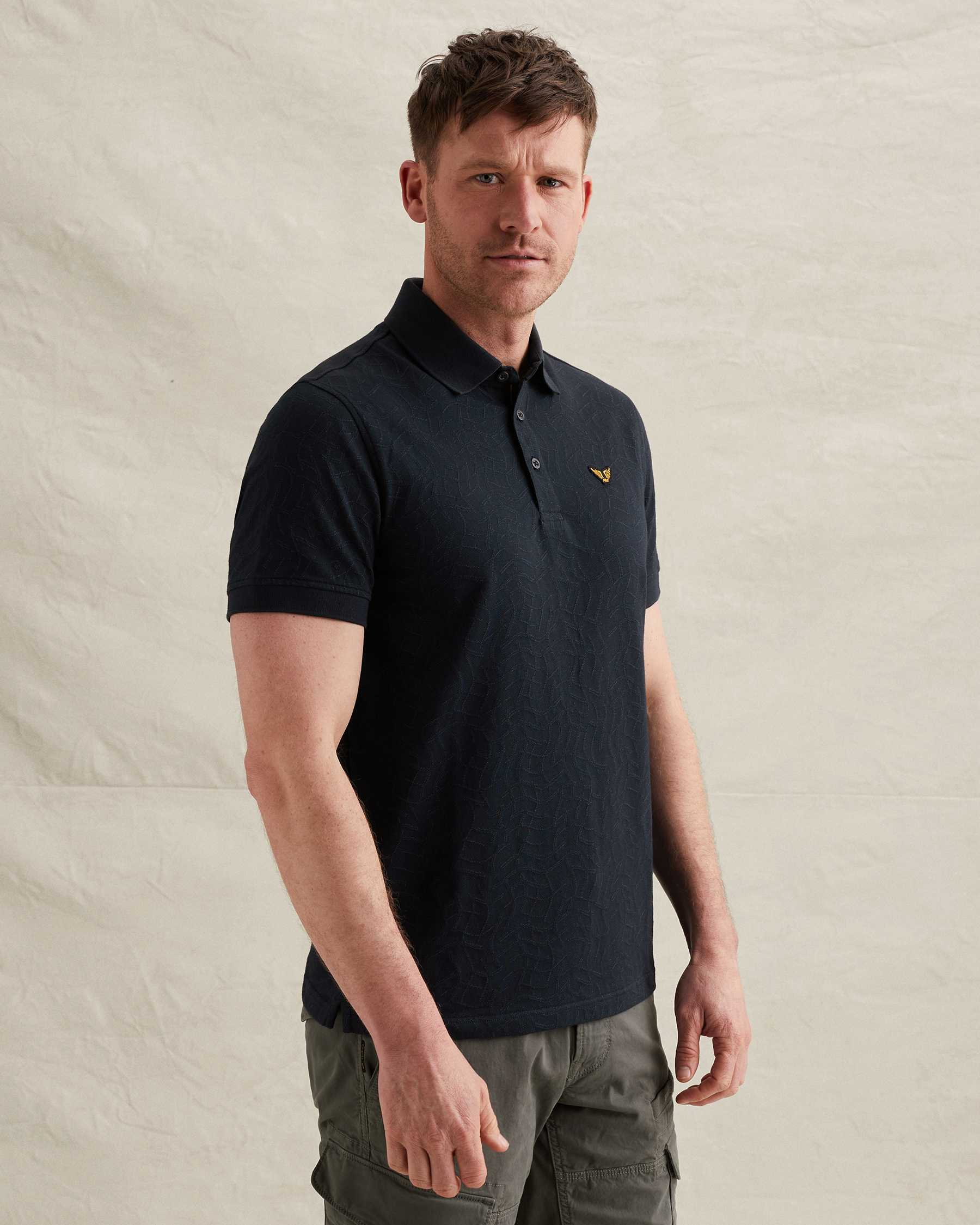 PME Legend Polo shirt in jersey with allover jacquard patternx
