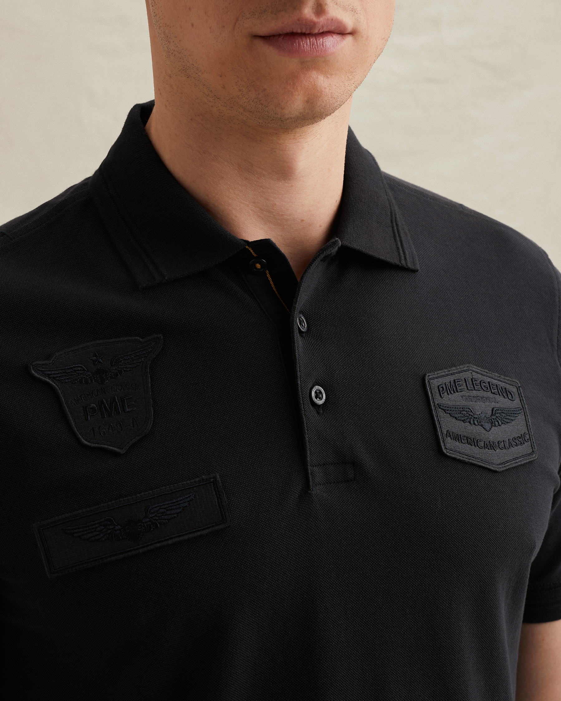 PME Legend Polo shirt with badges and ribbed collarx
