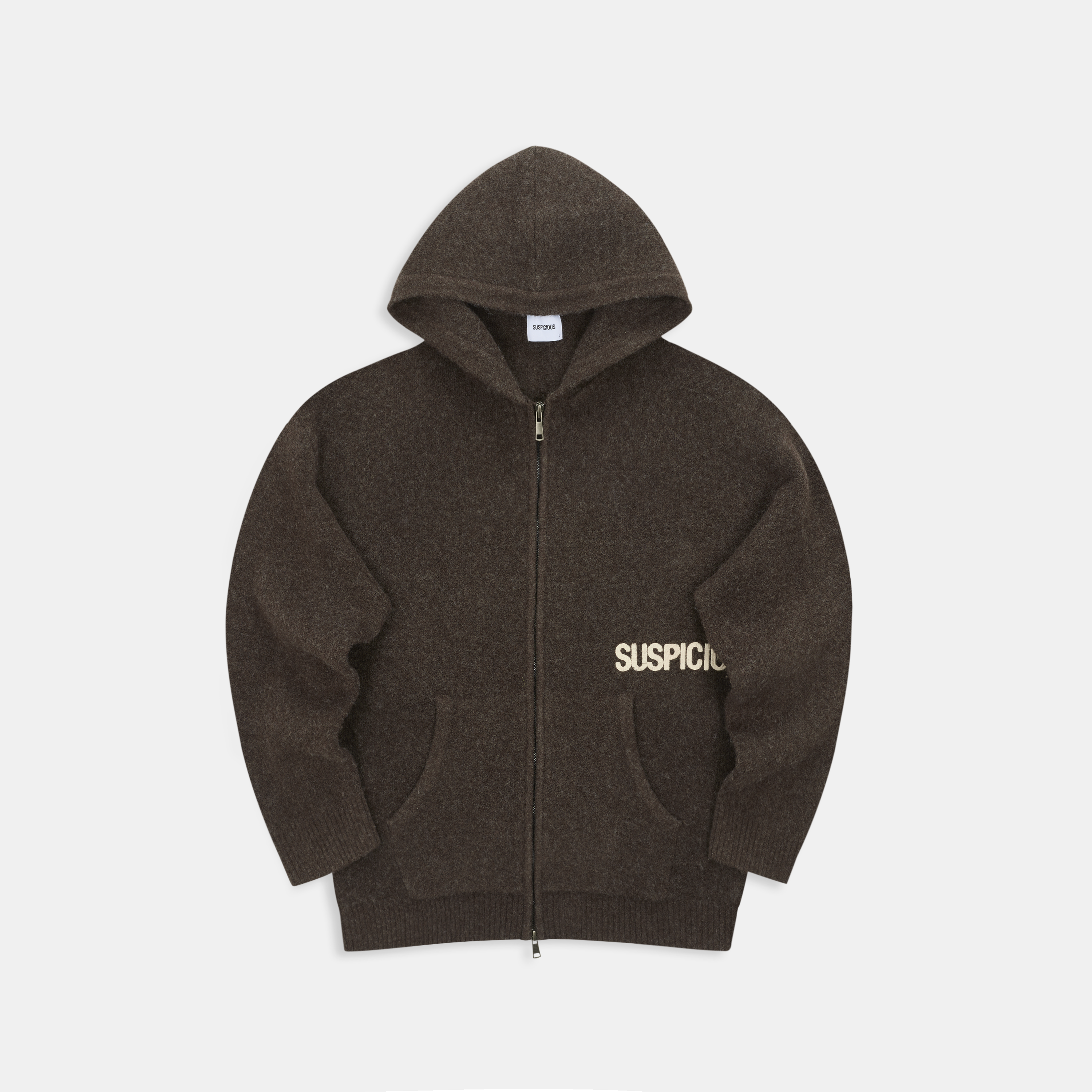 Suspicious Antwerp Winter1 / Core Knitted Zipped Hoodie - Espresso