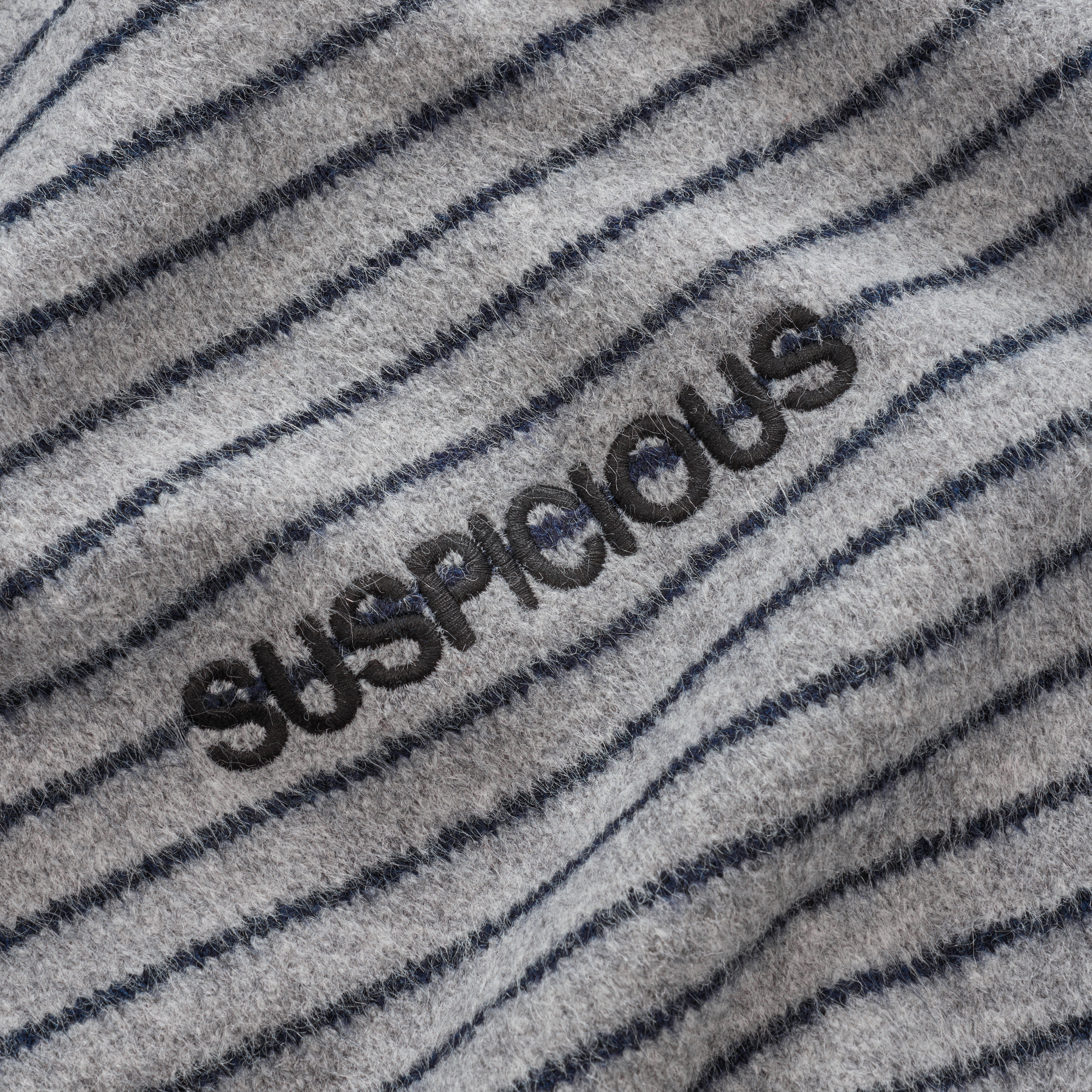 Suspicious Antwerp Polkaline / Striped Knitted Longsleeve Polo - Neutral Heather