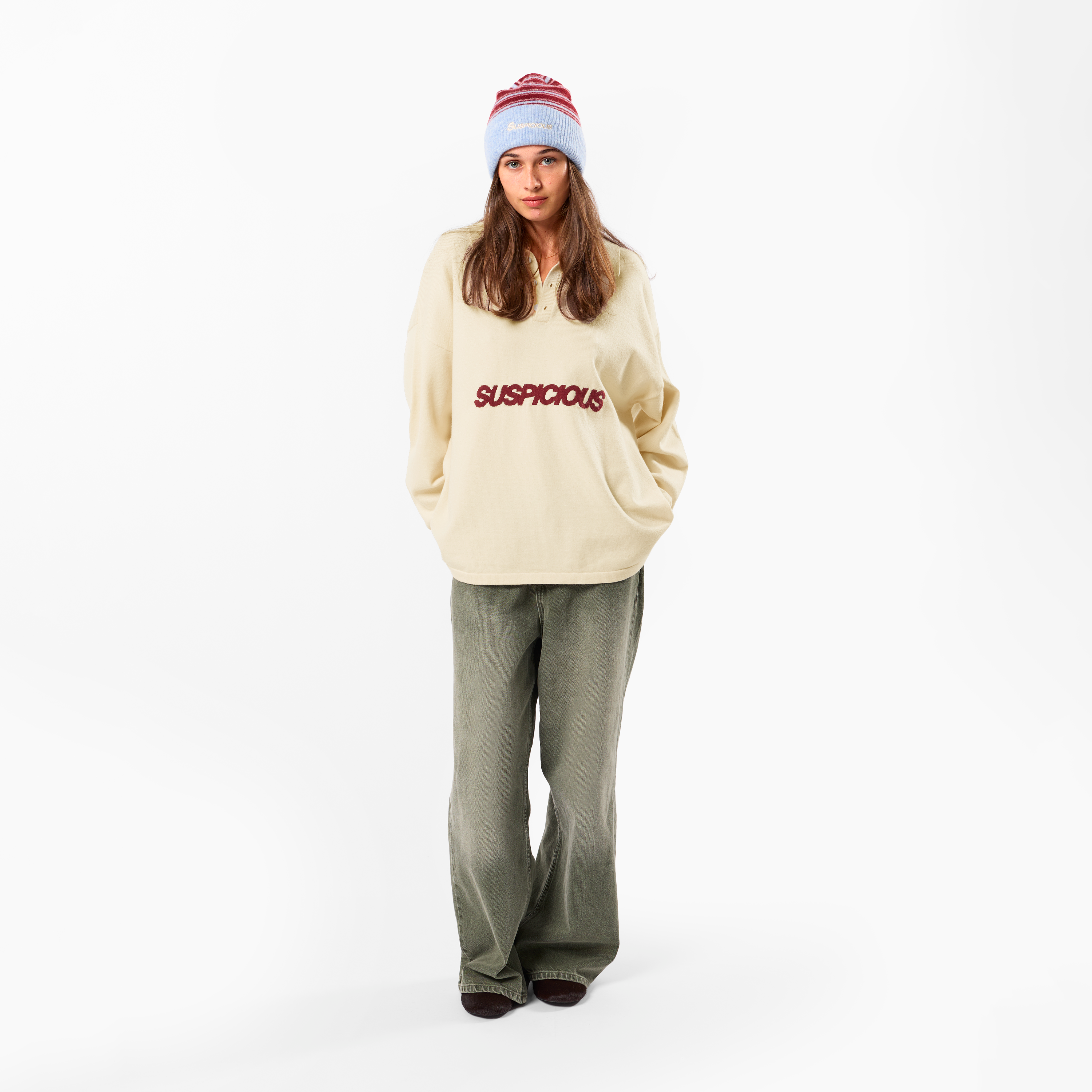 Suspicious Antwerp Winter3 / Icon Knitted Longsleeve Polo - Natural