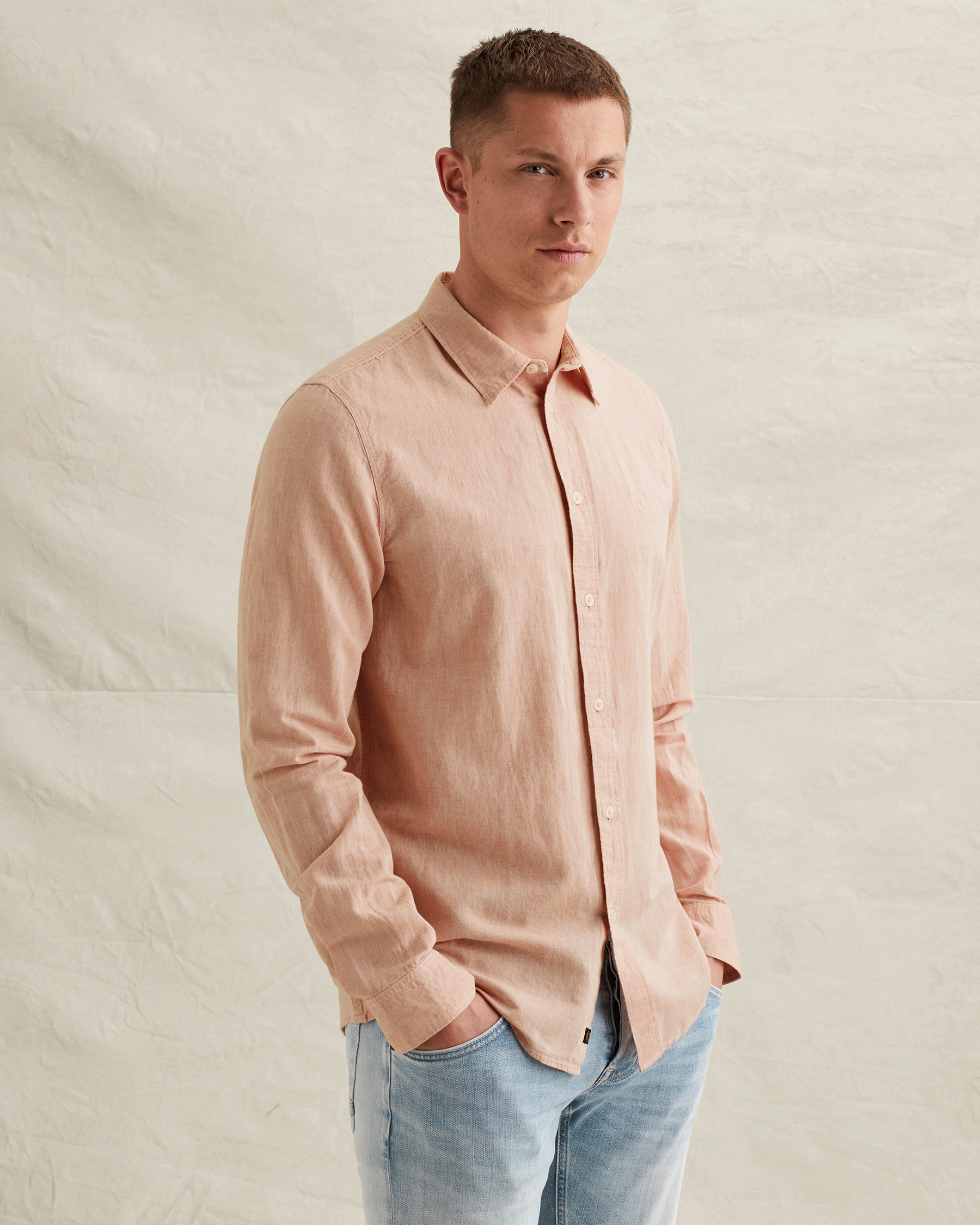 PME Legend Cotton/linen shirt with embroidered logox
