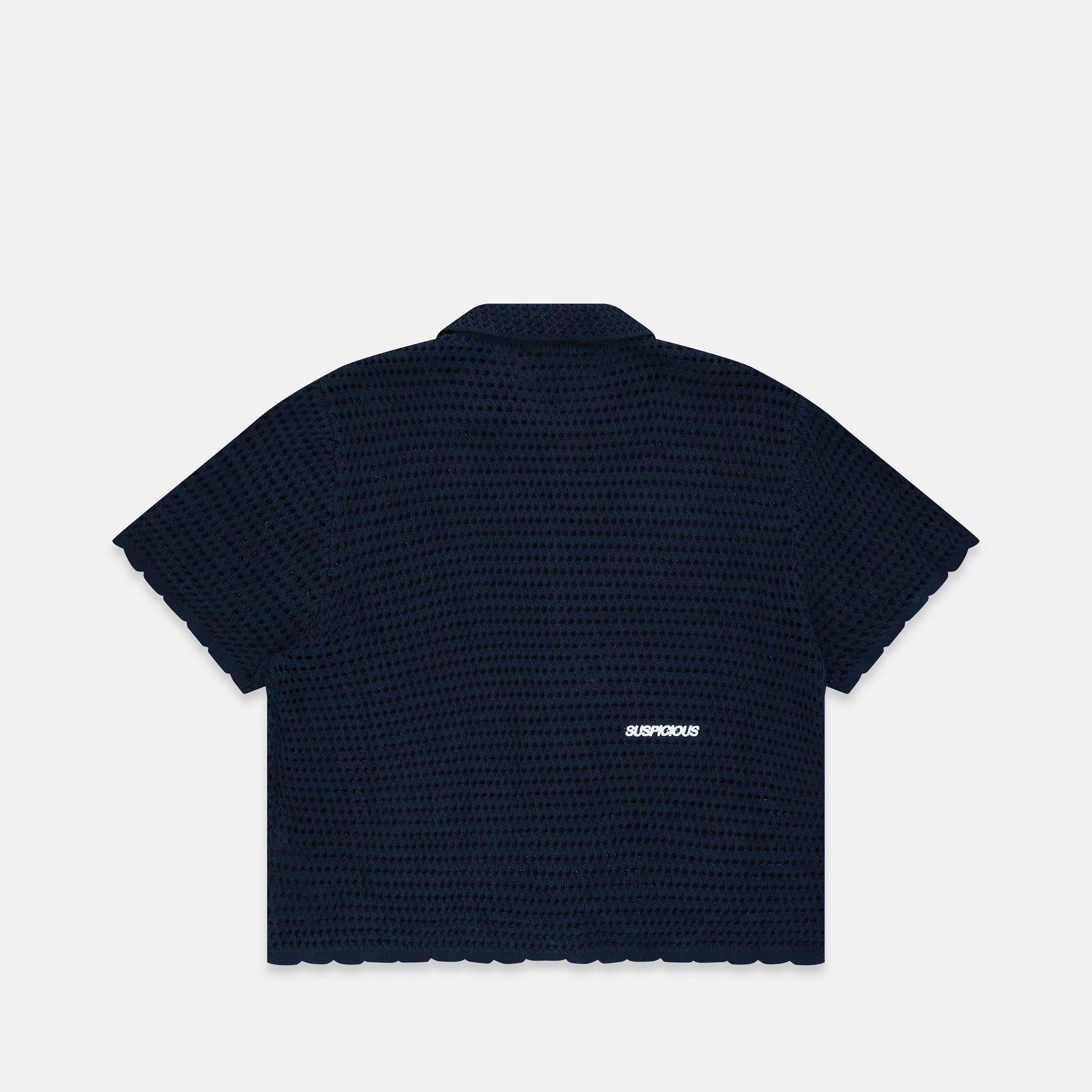Suspicious Antwerp C&L / Essentials Crochet Shortsleeve Shirt - Coastal Blue