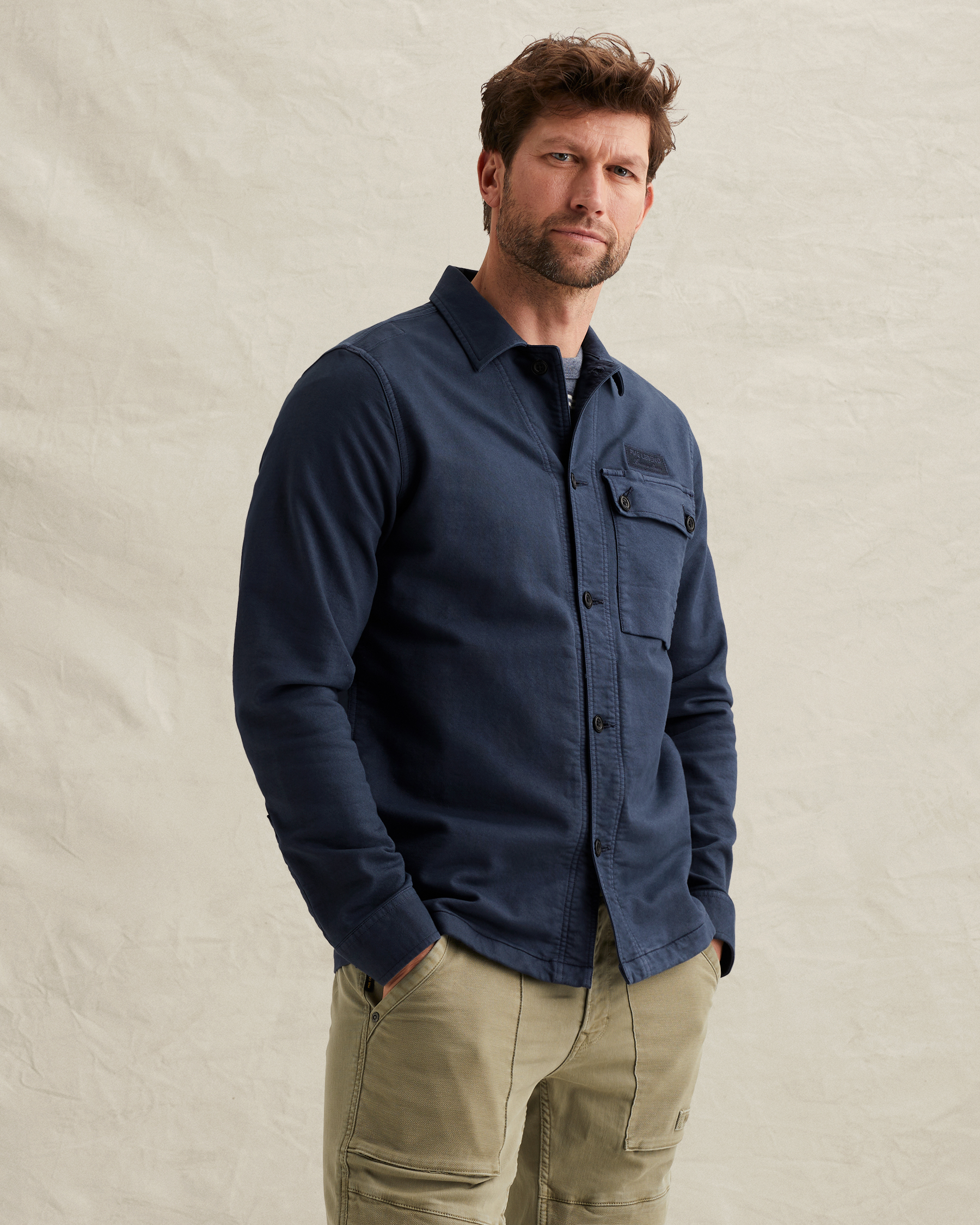 PME Legend Shirt jacket with garment-dye wash and button closurex