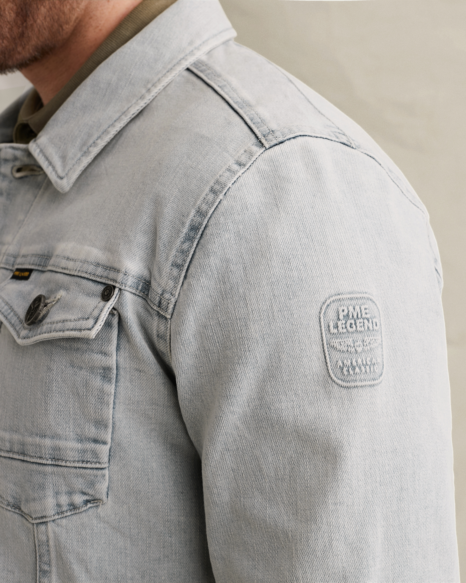 PME Legend Denim jacket with embroidered artworkx