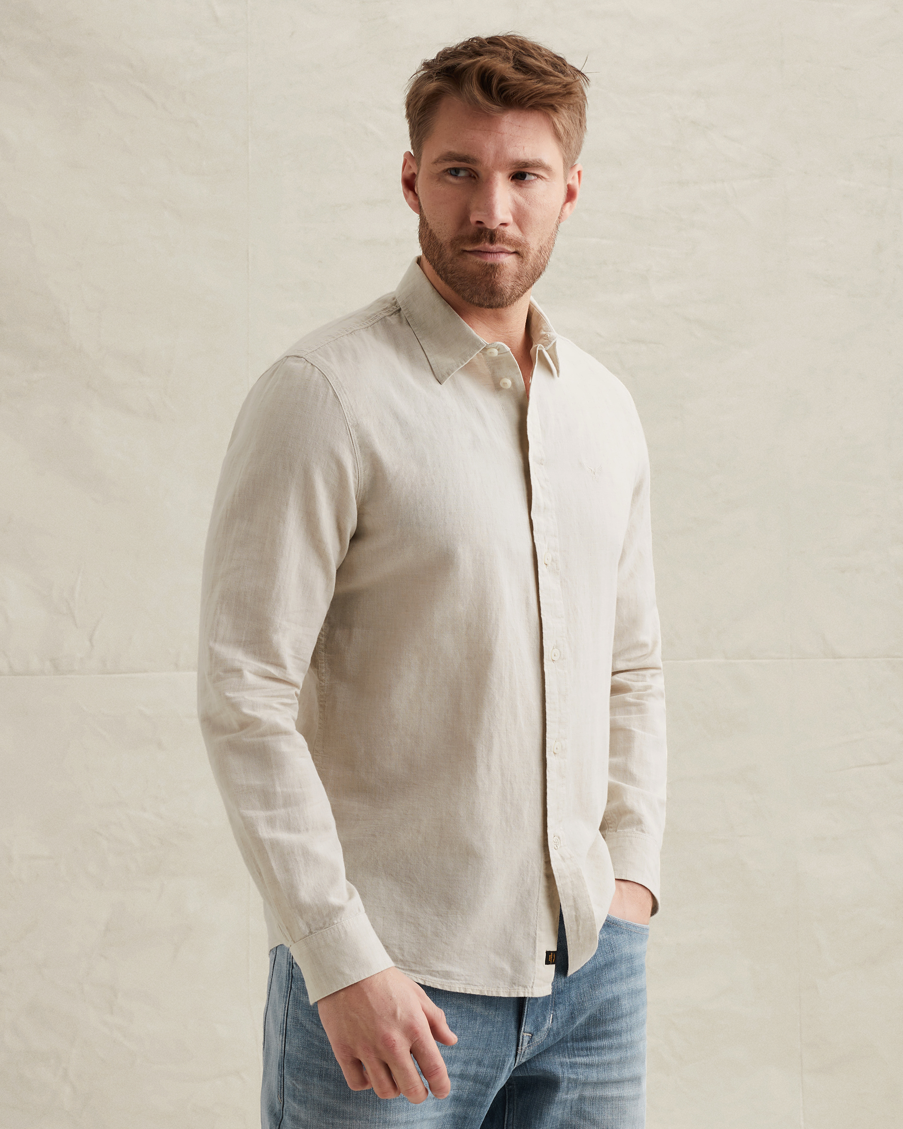 PME Legend Cotton/linen shirt with embroidered logox