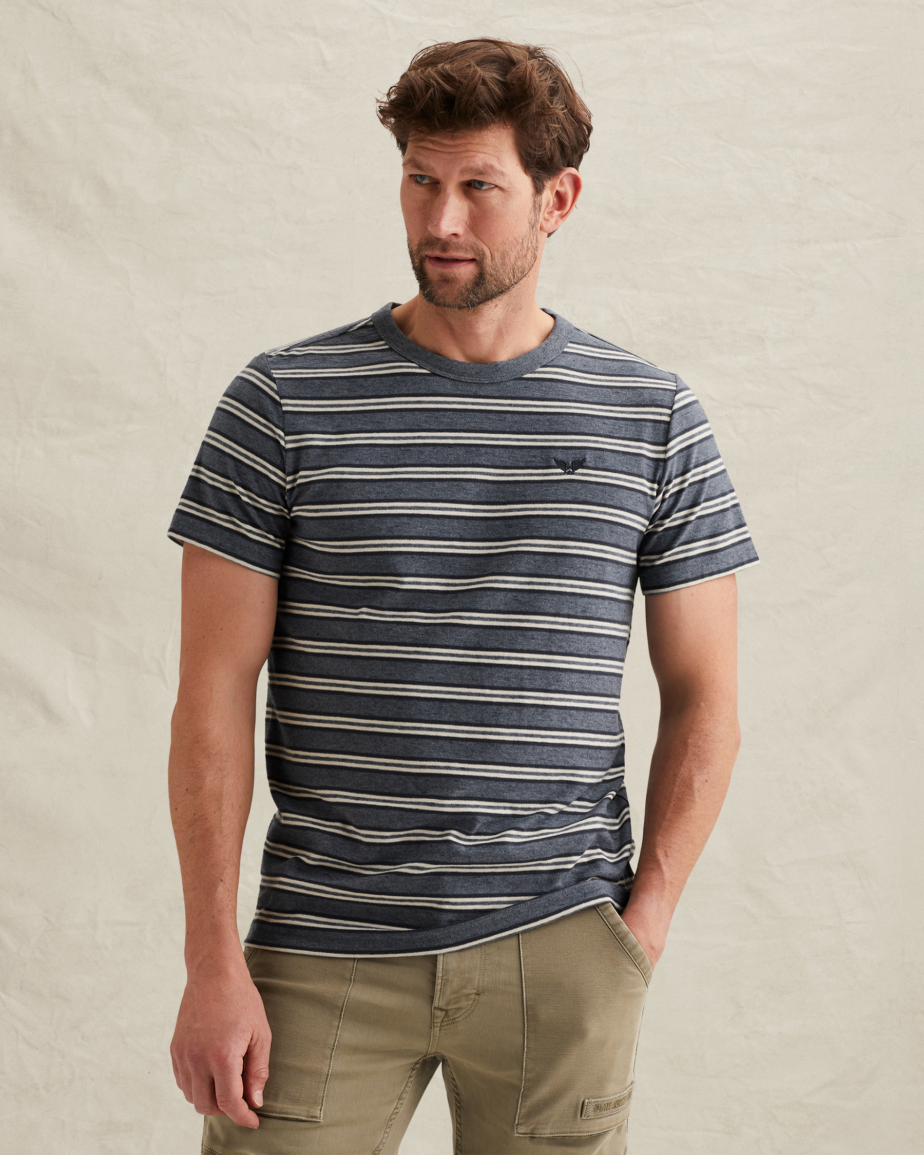 PME Legend T-shirt with stripe pattern and embroidered logox