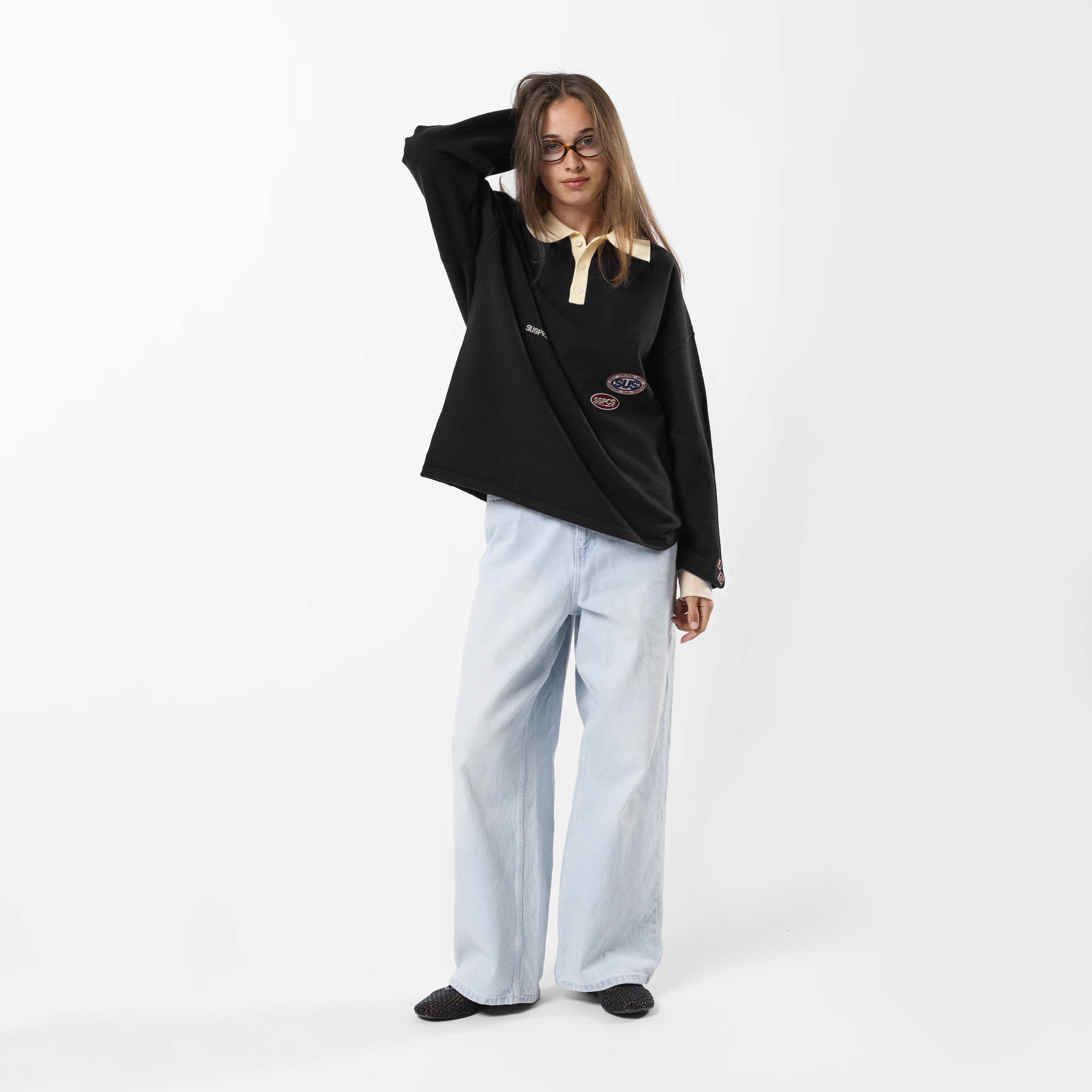 Suspicious Antwerp Winter3 / Patch Patrol Knitted Longsleeve Polo - Black