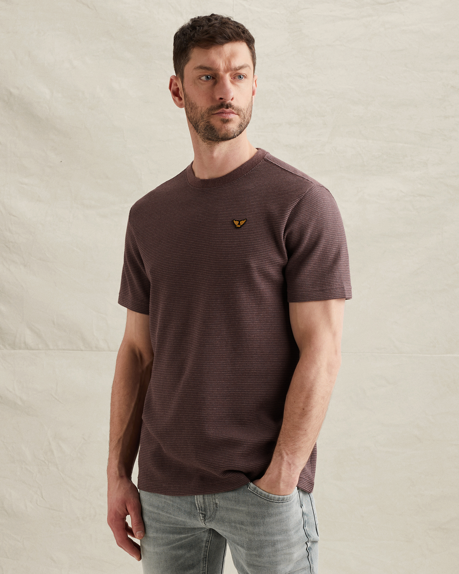 PME Legend T-shirt with two-tone stripe pattern and texturex