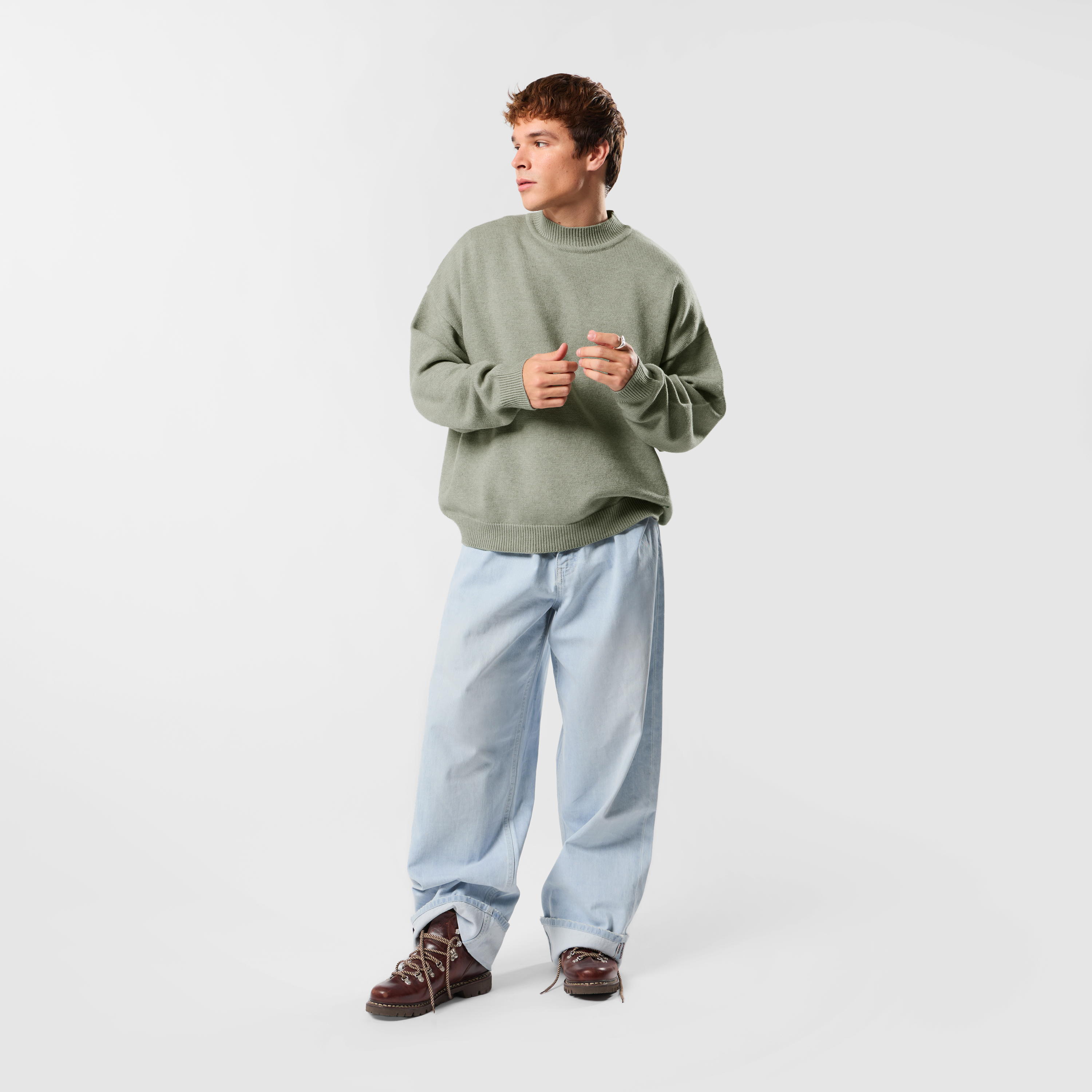 Suspicious Antwerp Winter2 / Selvedge Turn-Up Baggy Jeans - Bleached