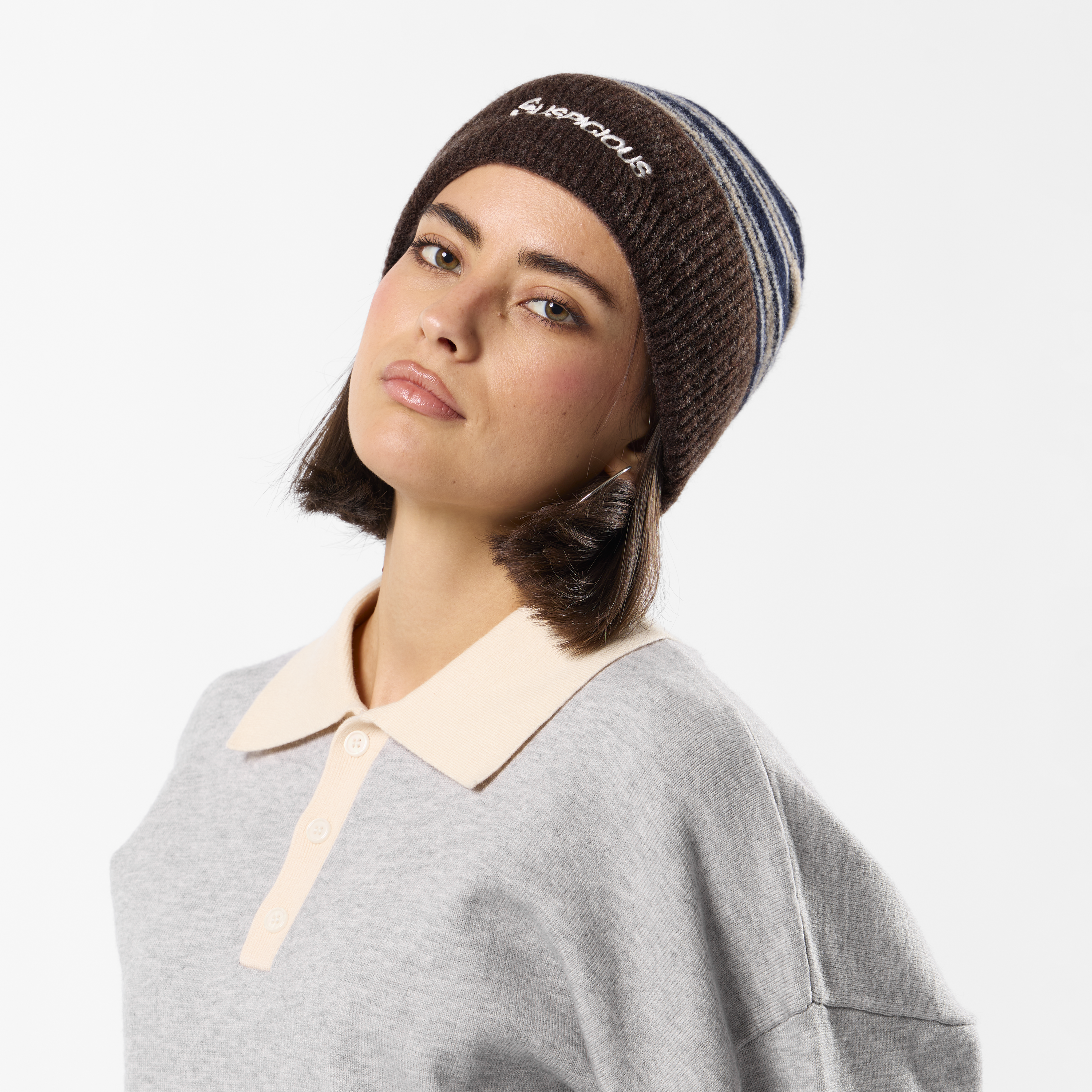 Suspicious Antwerp Winter3 / Striped Beanie - Blue & Brown