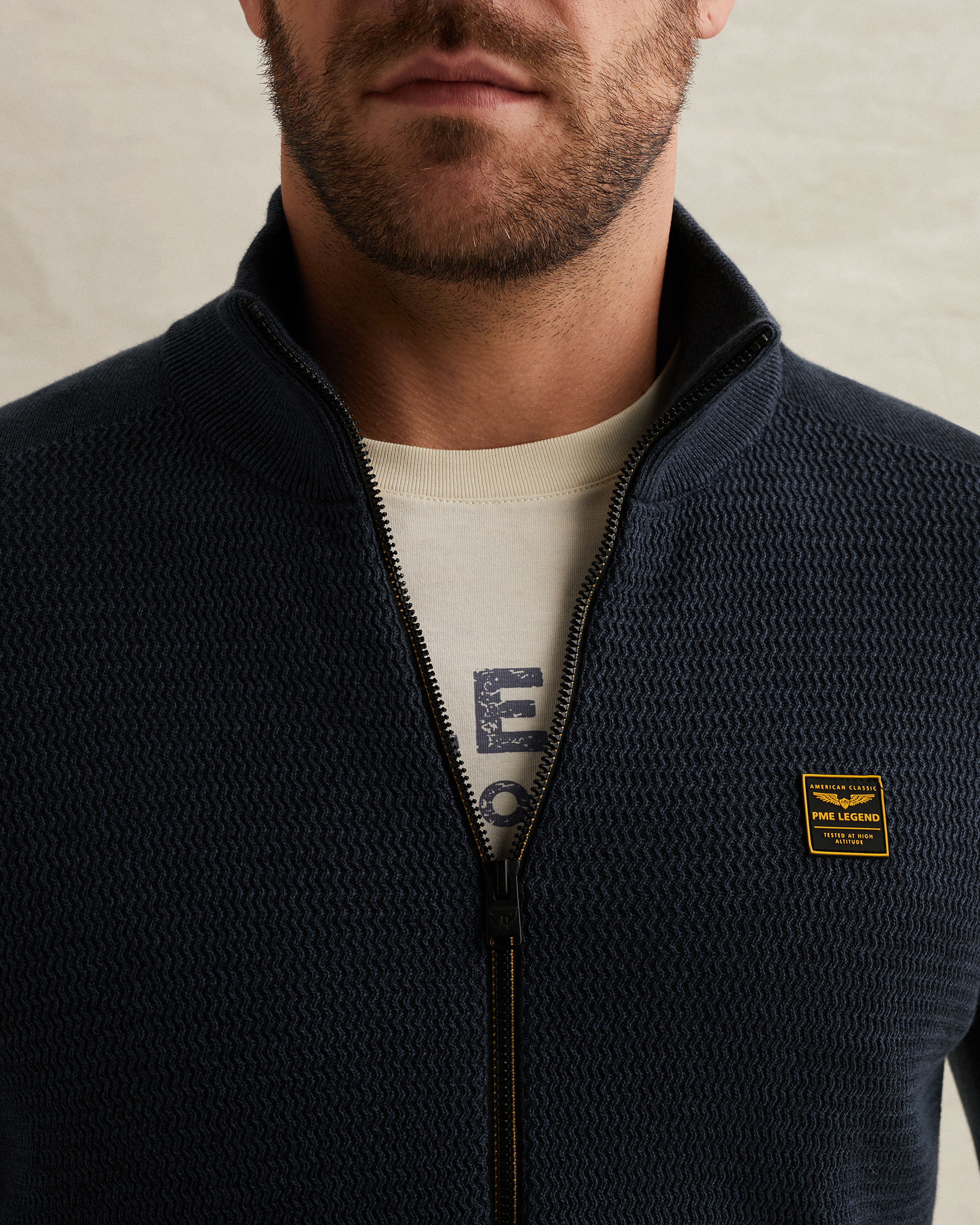 PME Legend Cardigan with zipper closure and stand-up collarx
