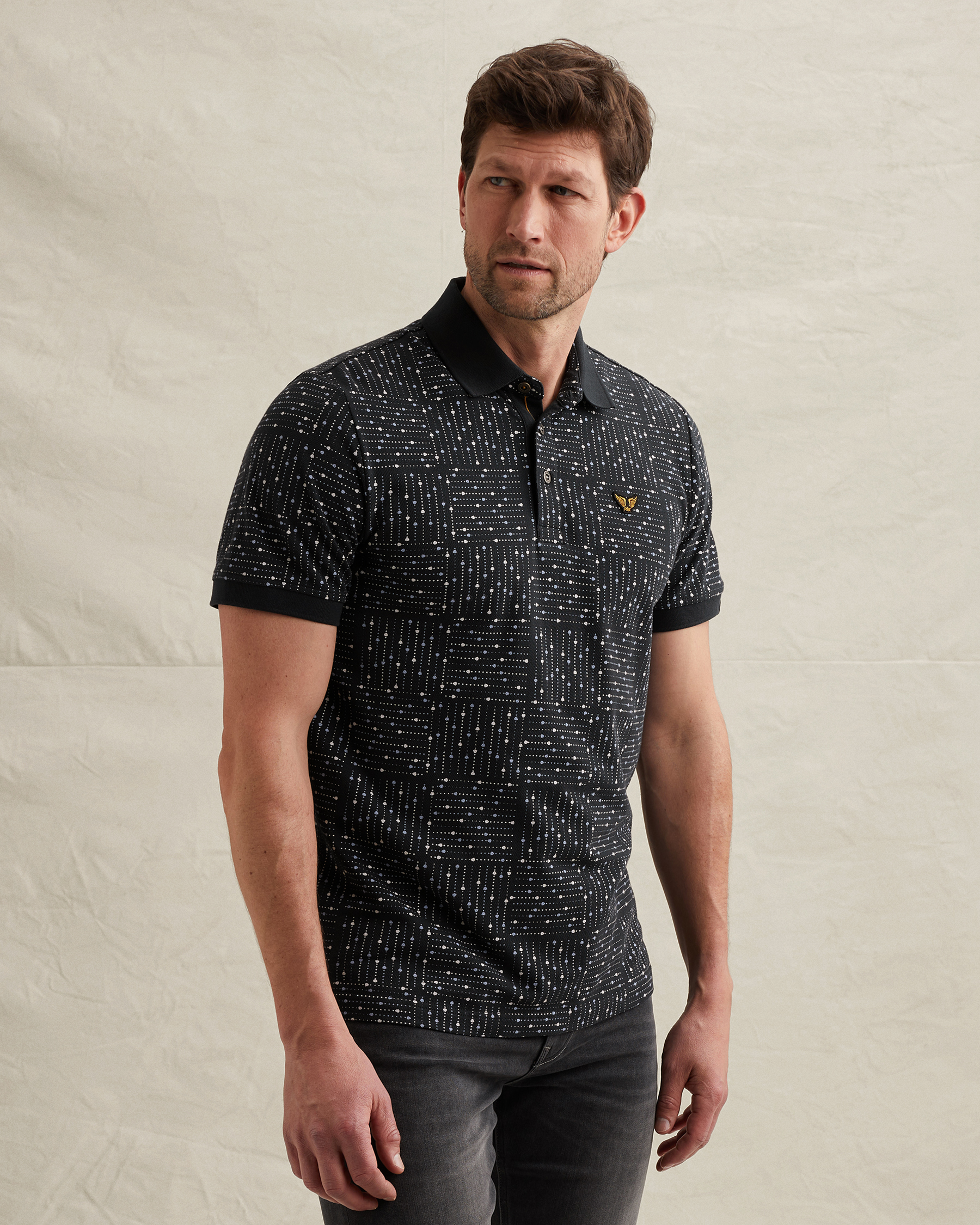 PME Legend Polo shirt in fine piqué with allover printx