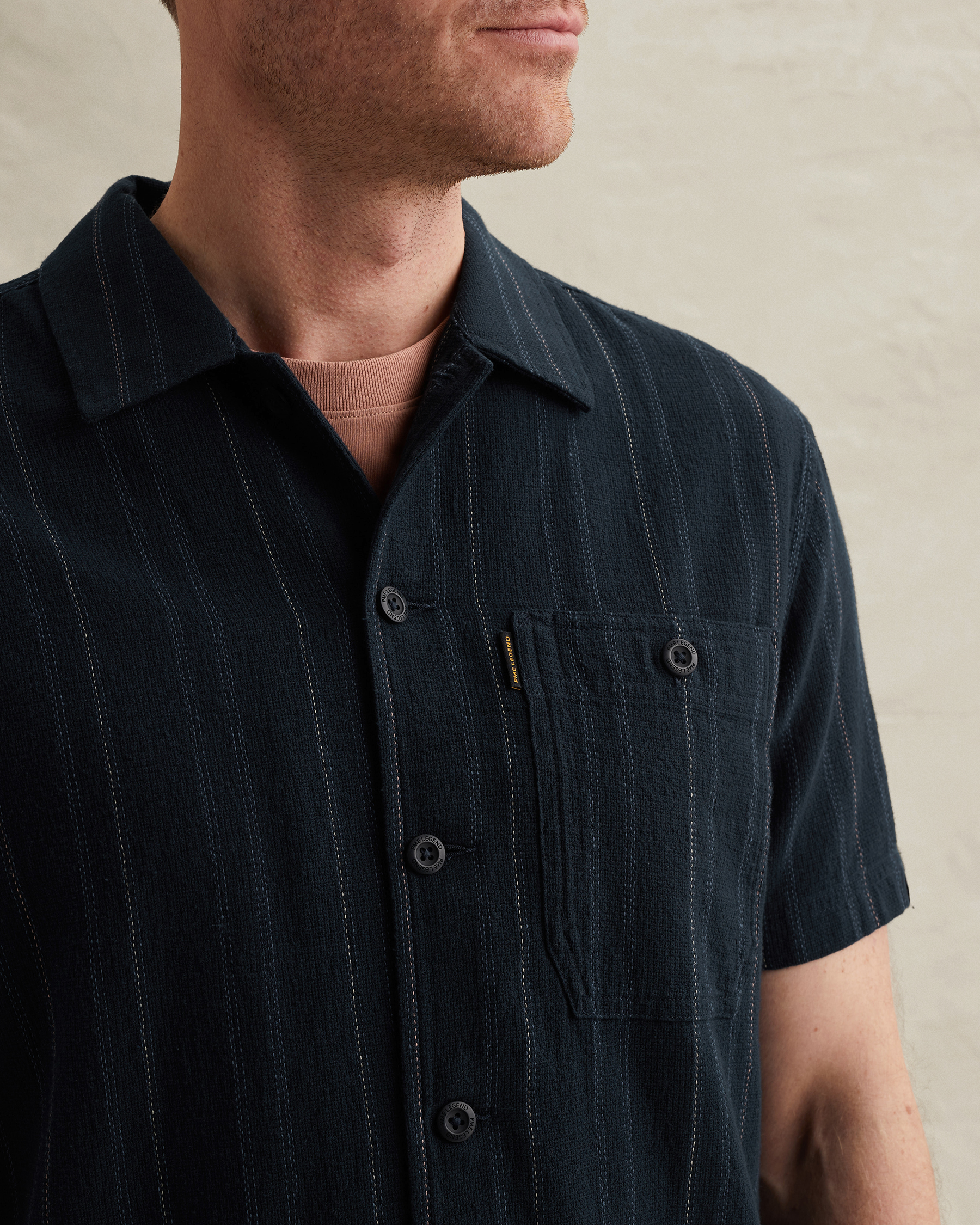 PME Legend Shirt with short sleeves and woven stripe patternx