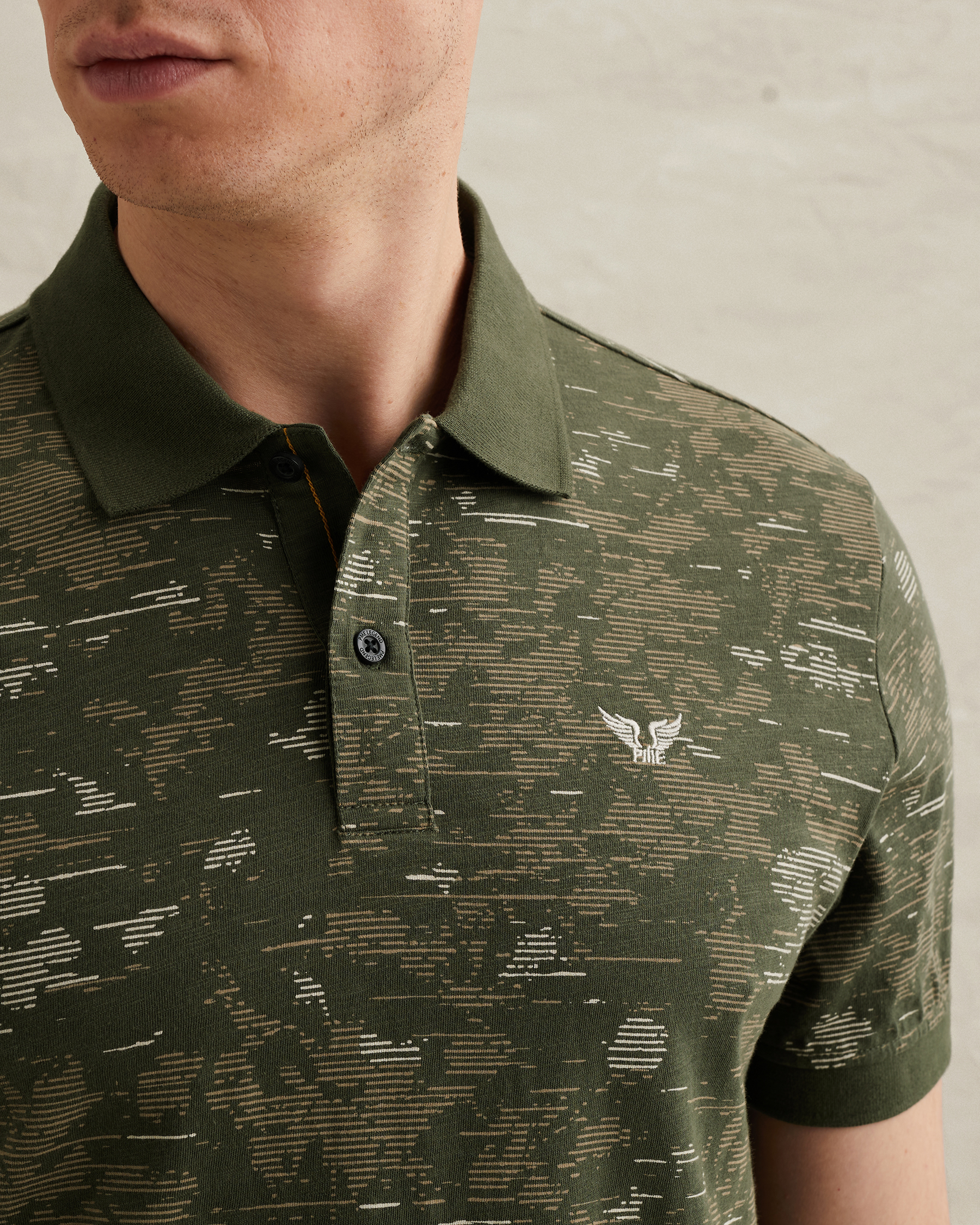 PME Legend Polo shirt in slub jersey with allover printx