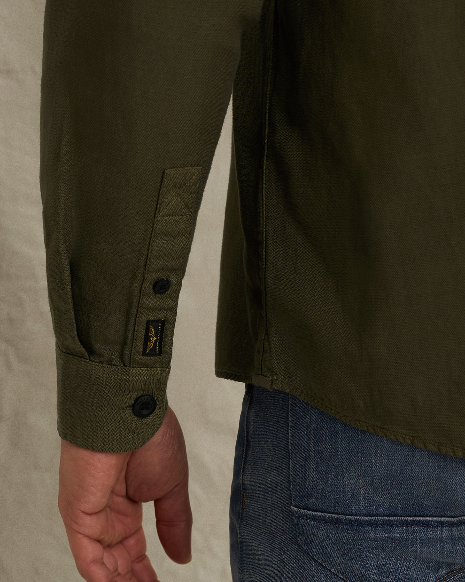 PME Legend Shirt in cotton/linen with stitching detailsx