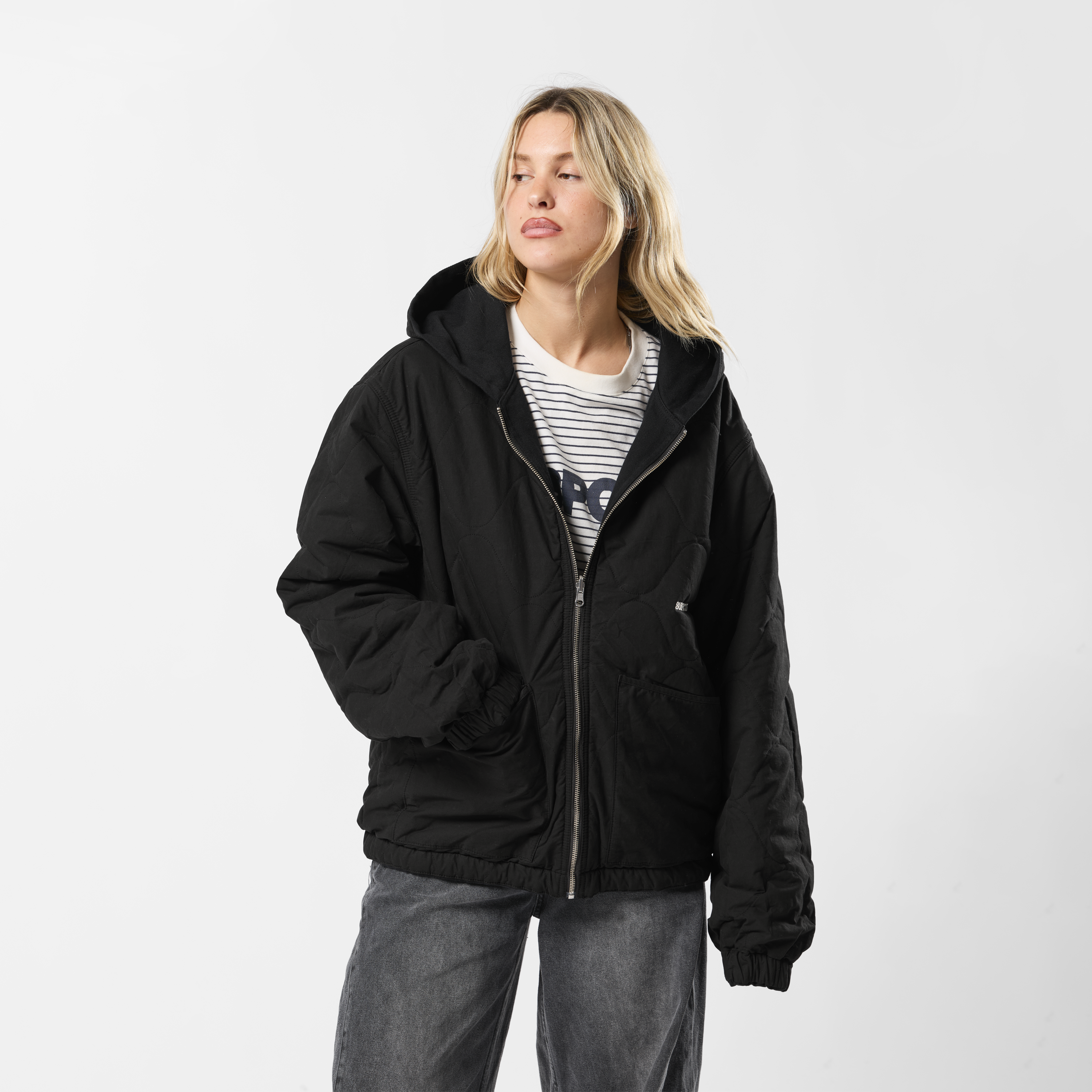 Suspicious Antwerp Fall / Reversible Canvas Hooded Jacket - Black