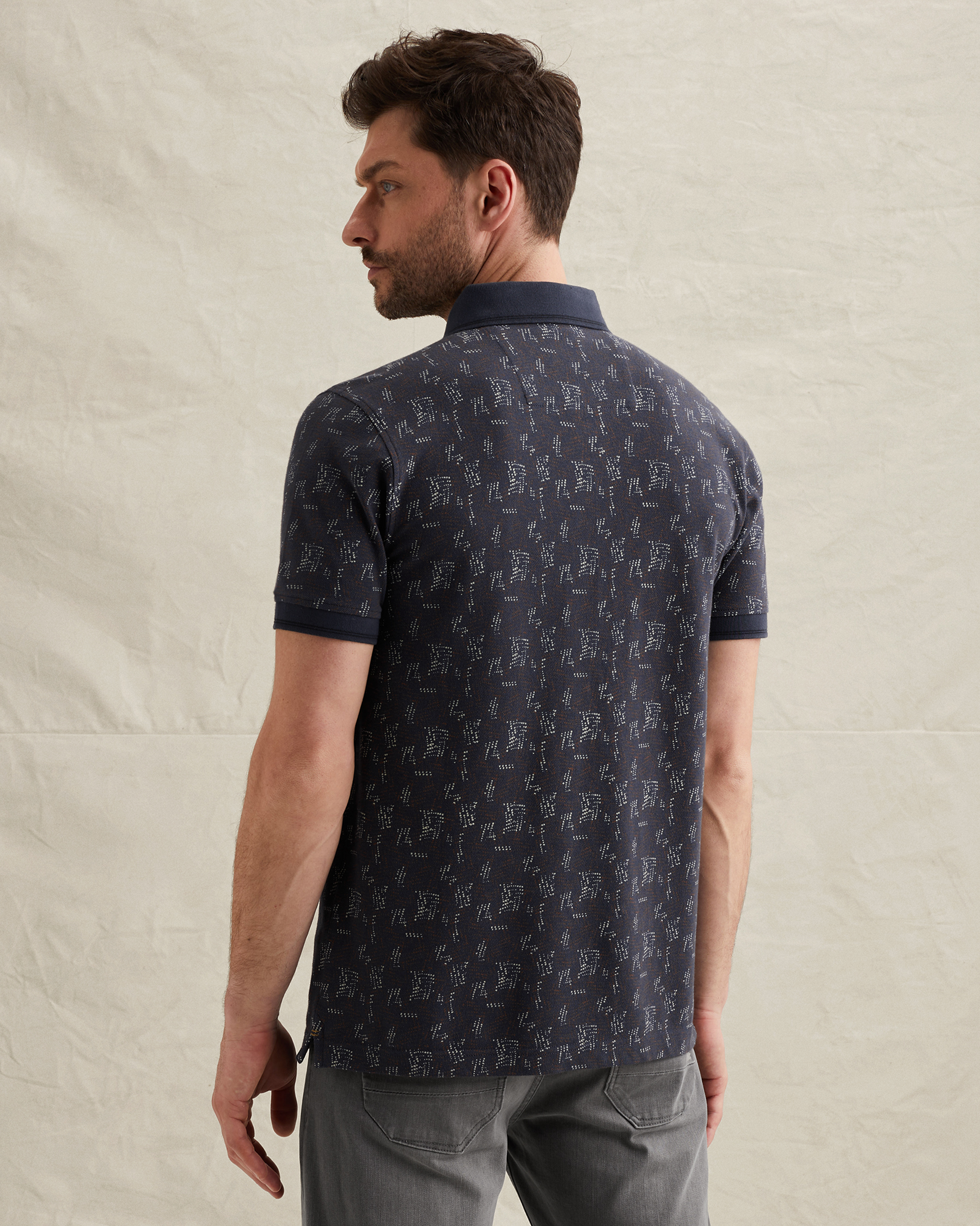 PME Legend Polo shirt with allover print and ribbed collarx
