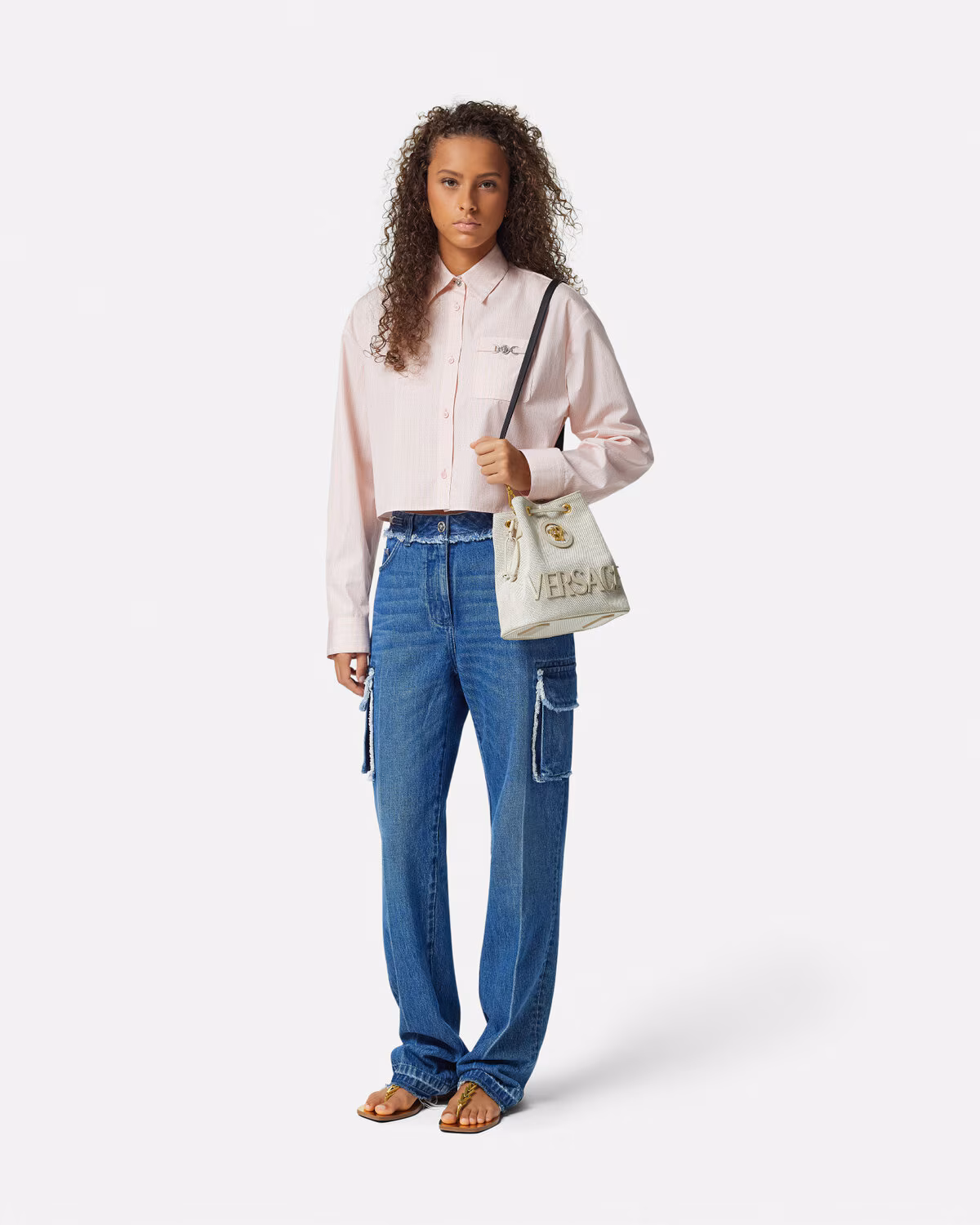 Versace La Medusa Canvas Bucket Bag