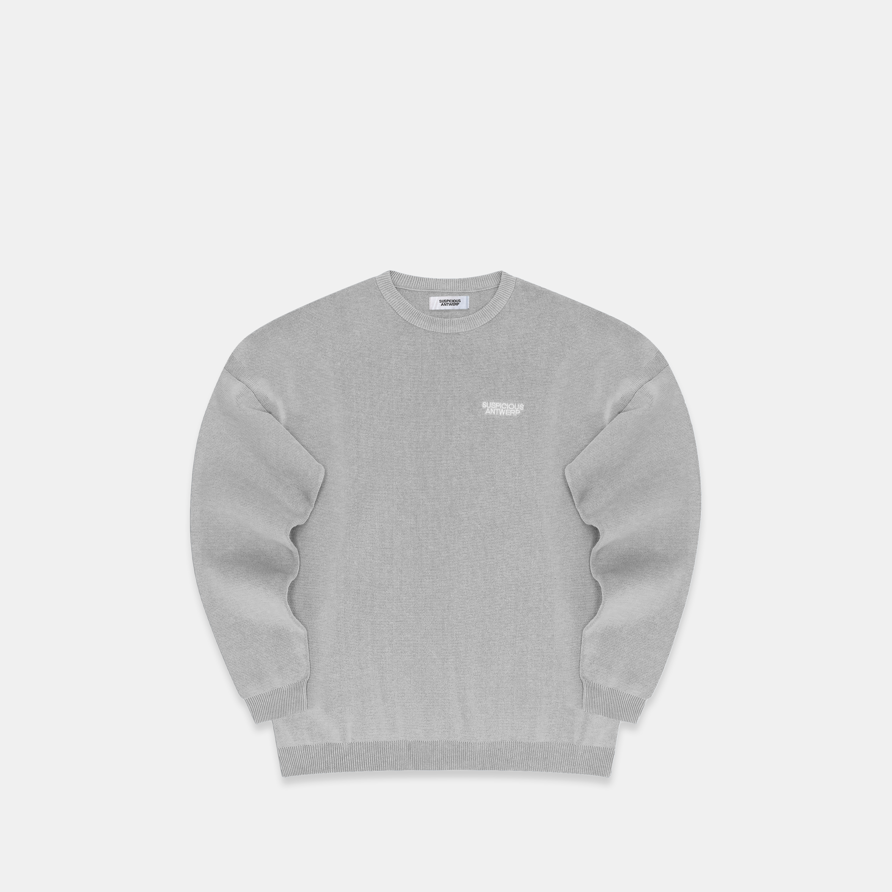 Suspicious Antwerp The Essentials Cotton Knitted Crewneck - Heather Grey