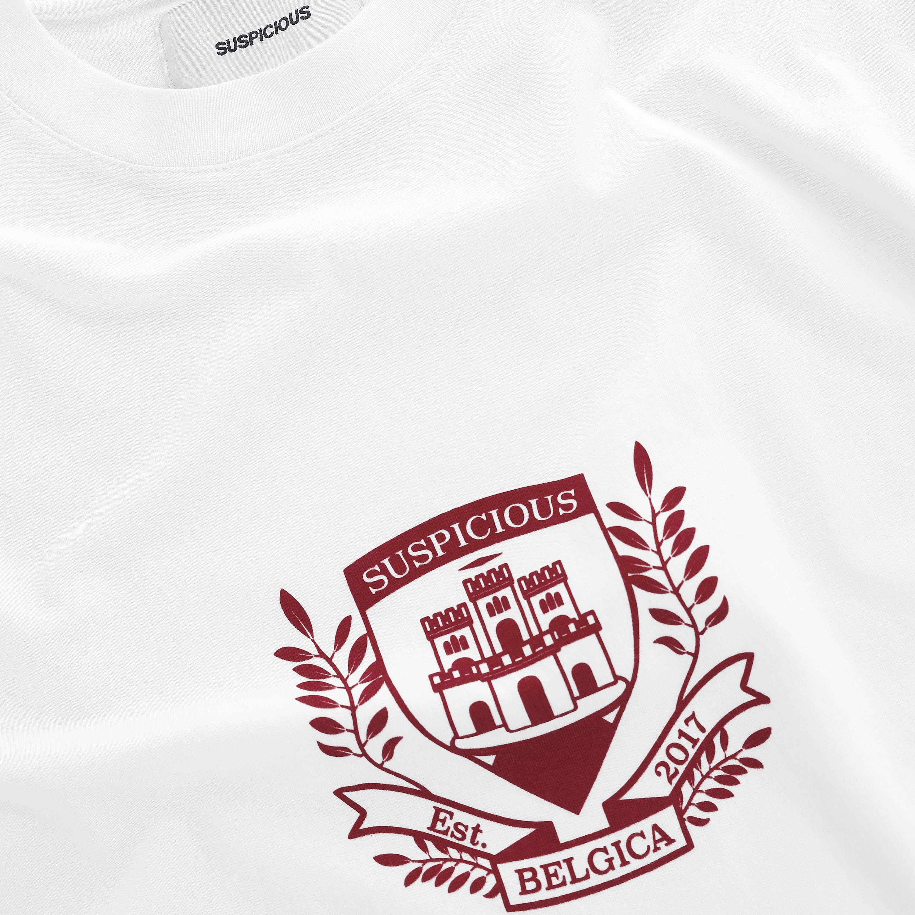 Suspicious Antwerp Football / Crest Tee - White - Burgundy