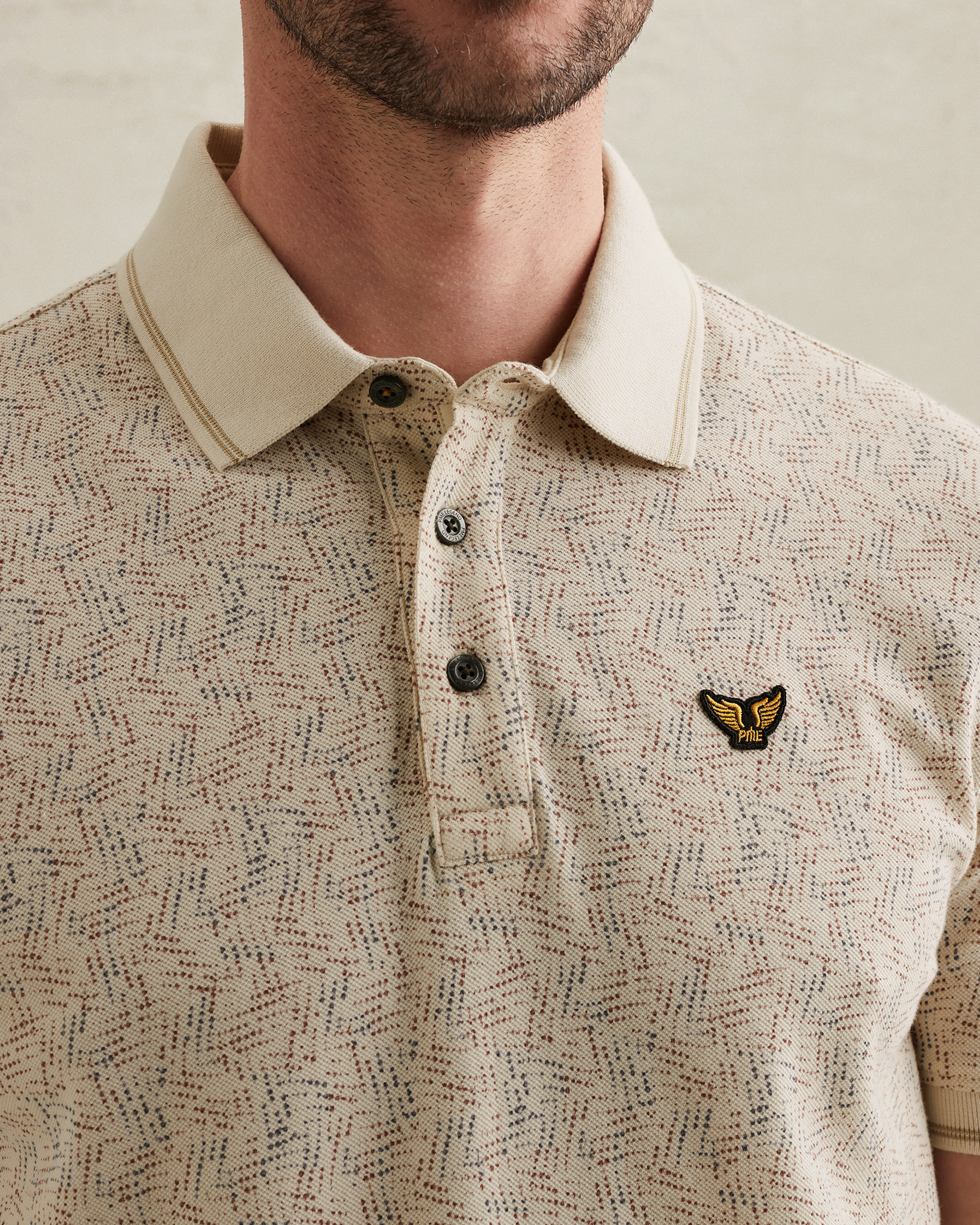 PME Legend Polo shirt with allover print and ribbed collarx