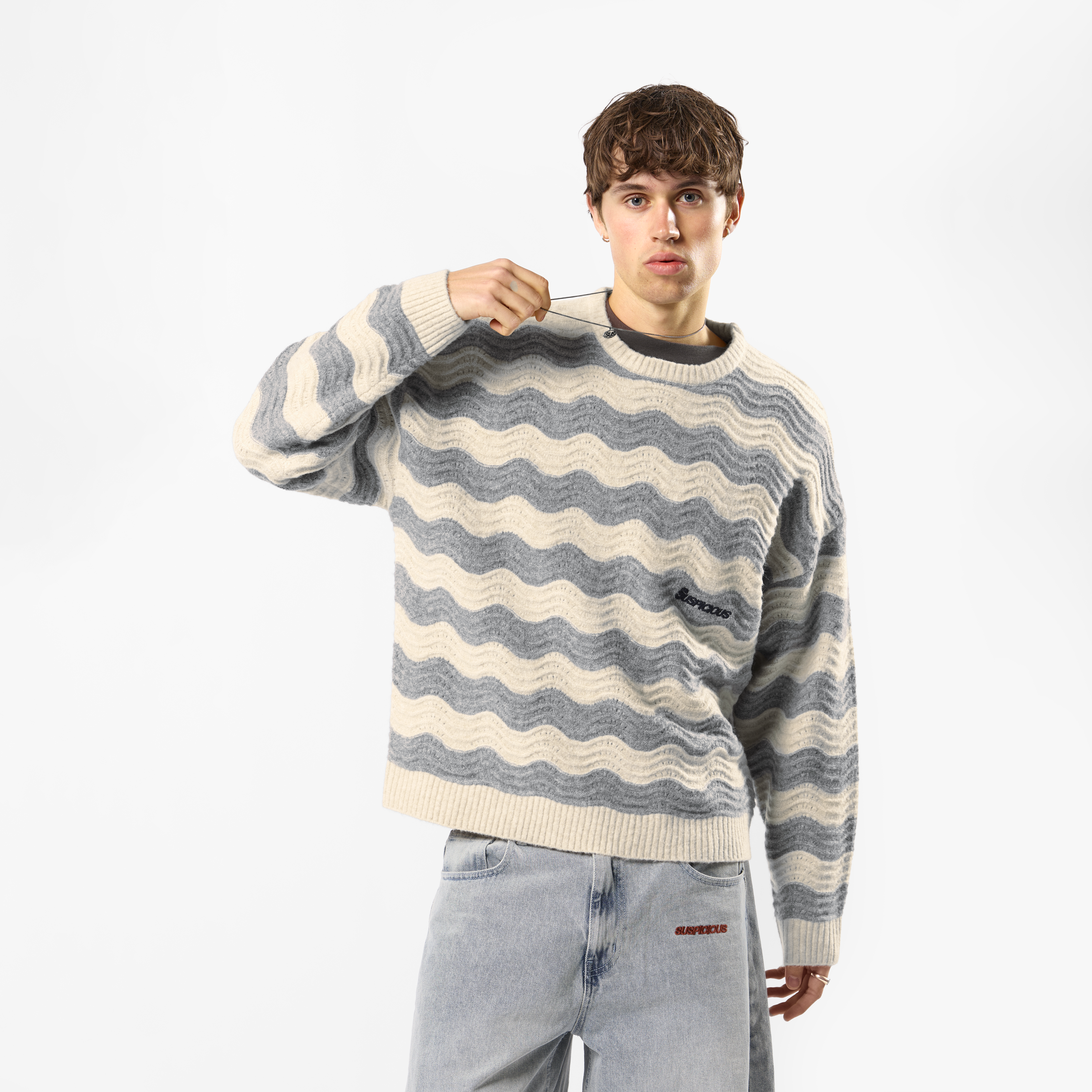 Suspicious Antwerp Winter3 / Essentials Knitted Wavy Sweat - Dune