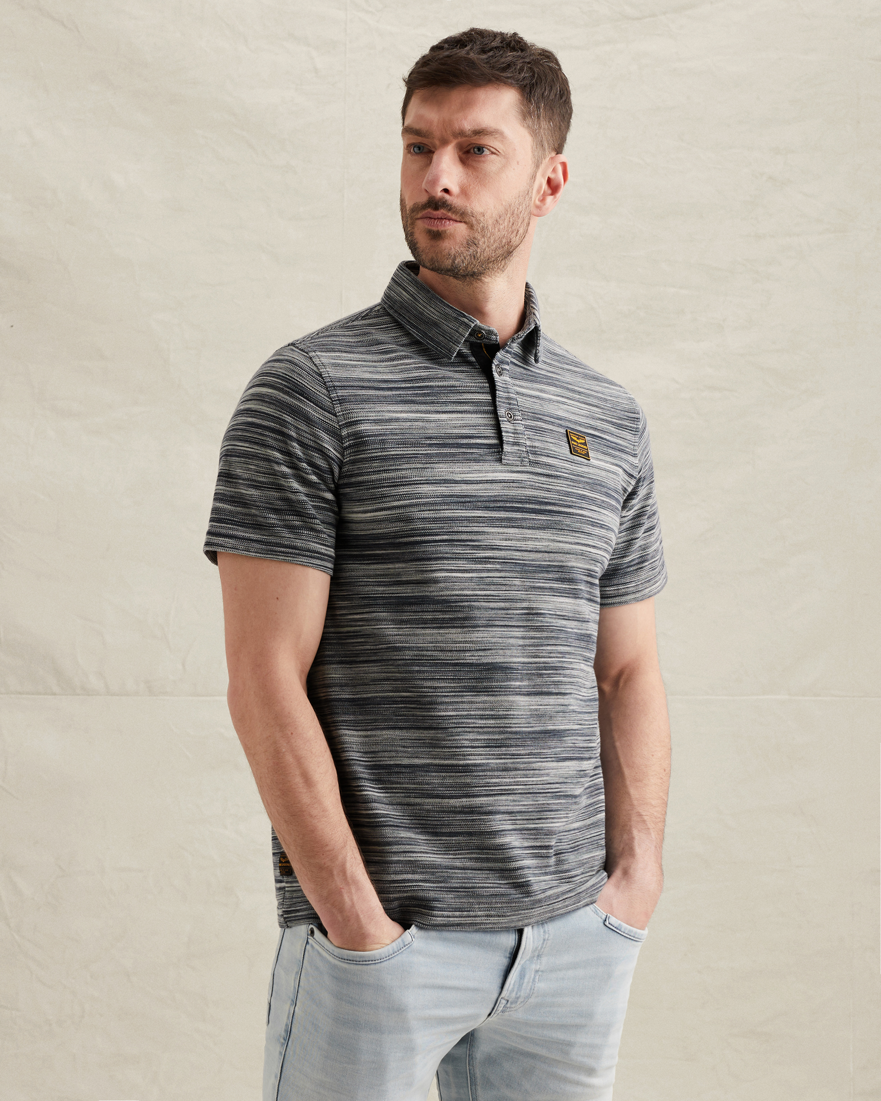 PME Legend Polo shirt in piqué with stripe patternx