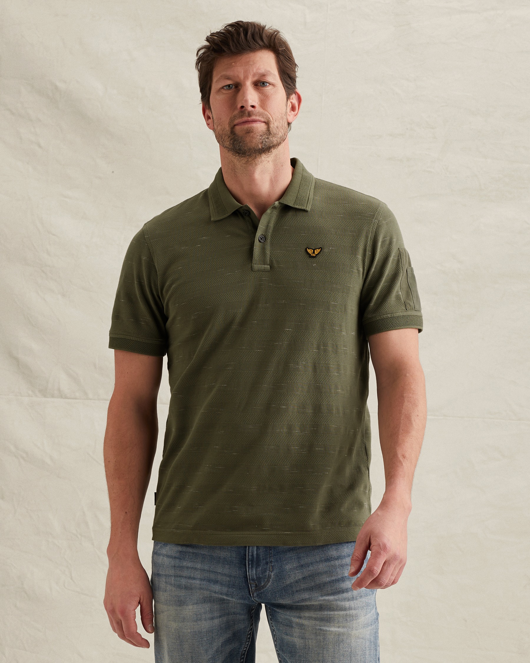 PME Legend Polo shirt with stripe pattern and flight pocketx