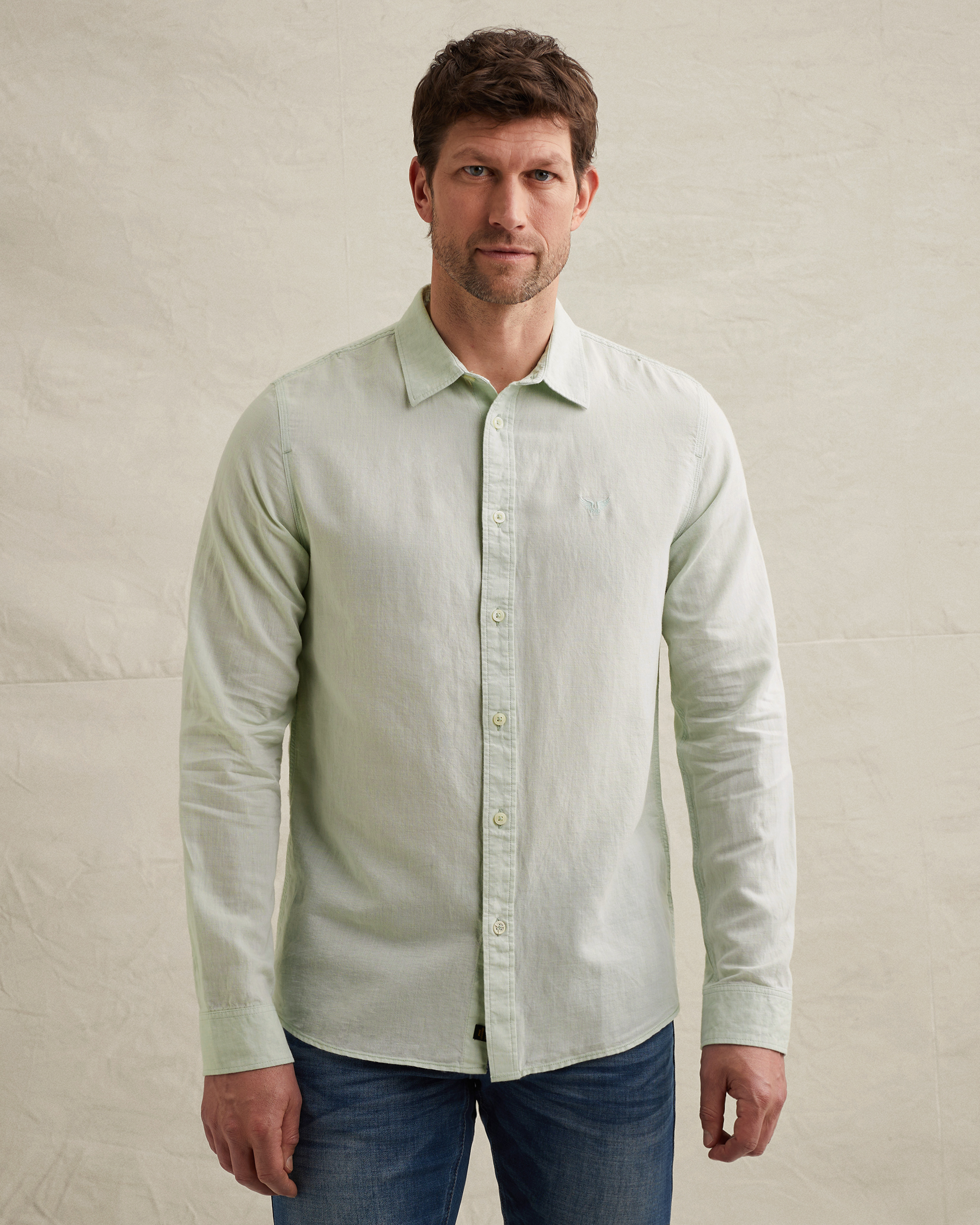 PME Legend Cotton/linen shirt with embroidered logox