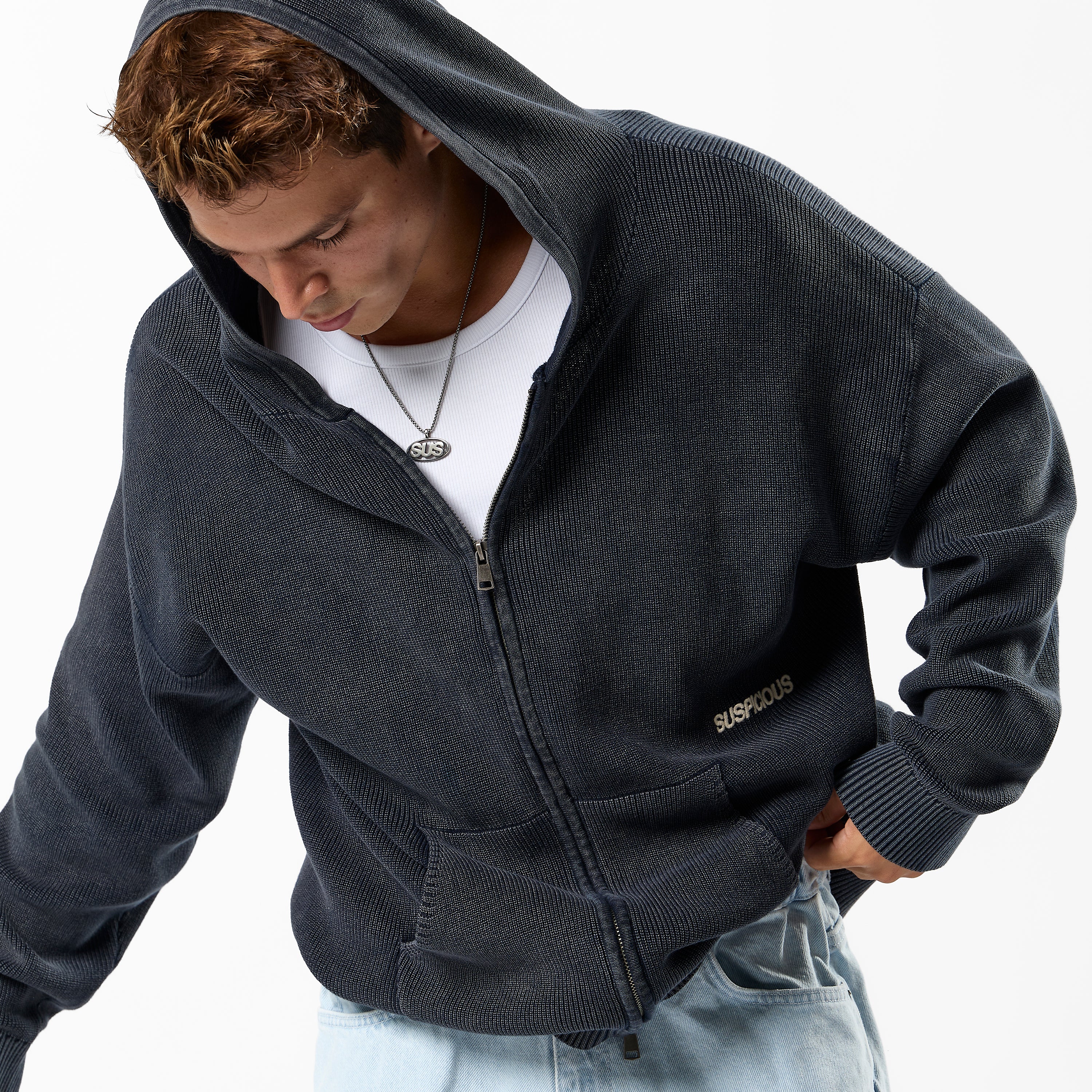 Suspicious Antwerp EoS / The Essentials Washed Zipped Knit - Nightfall