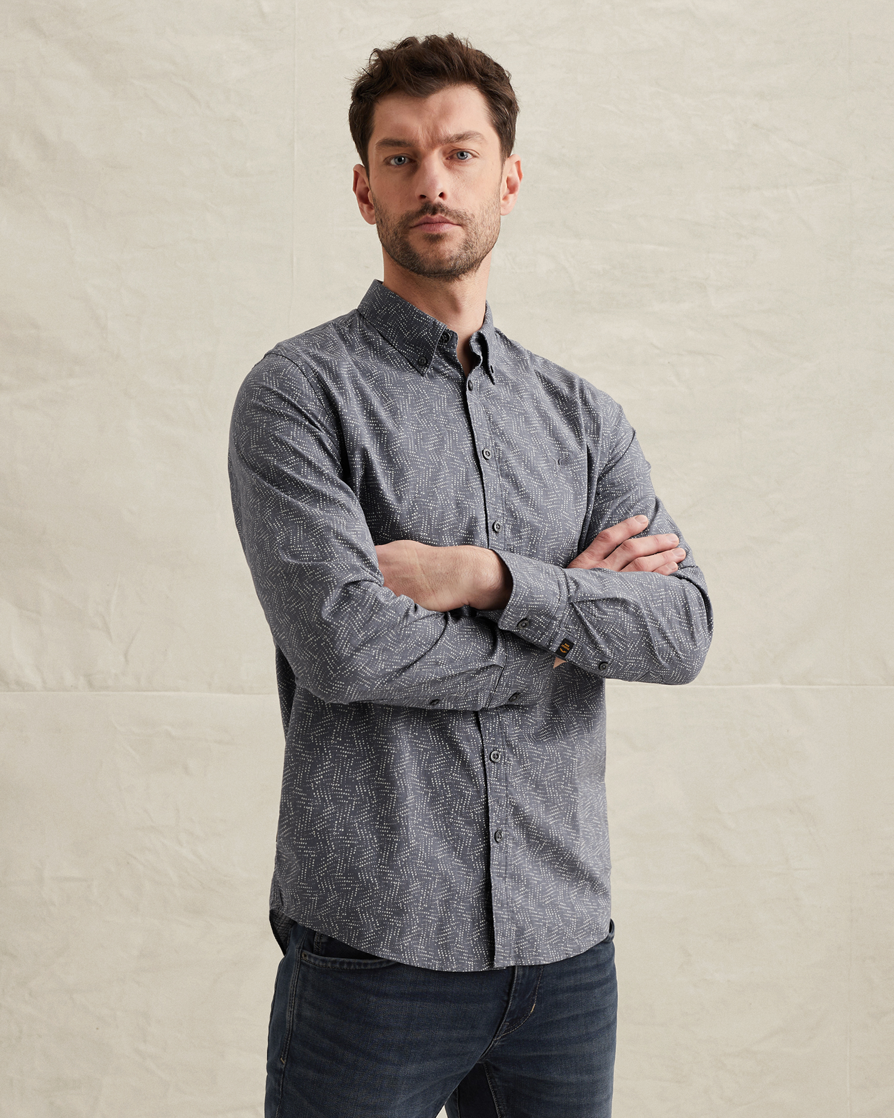 PME Legend Shirt with allover print and button-down collarx