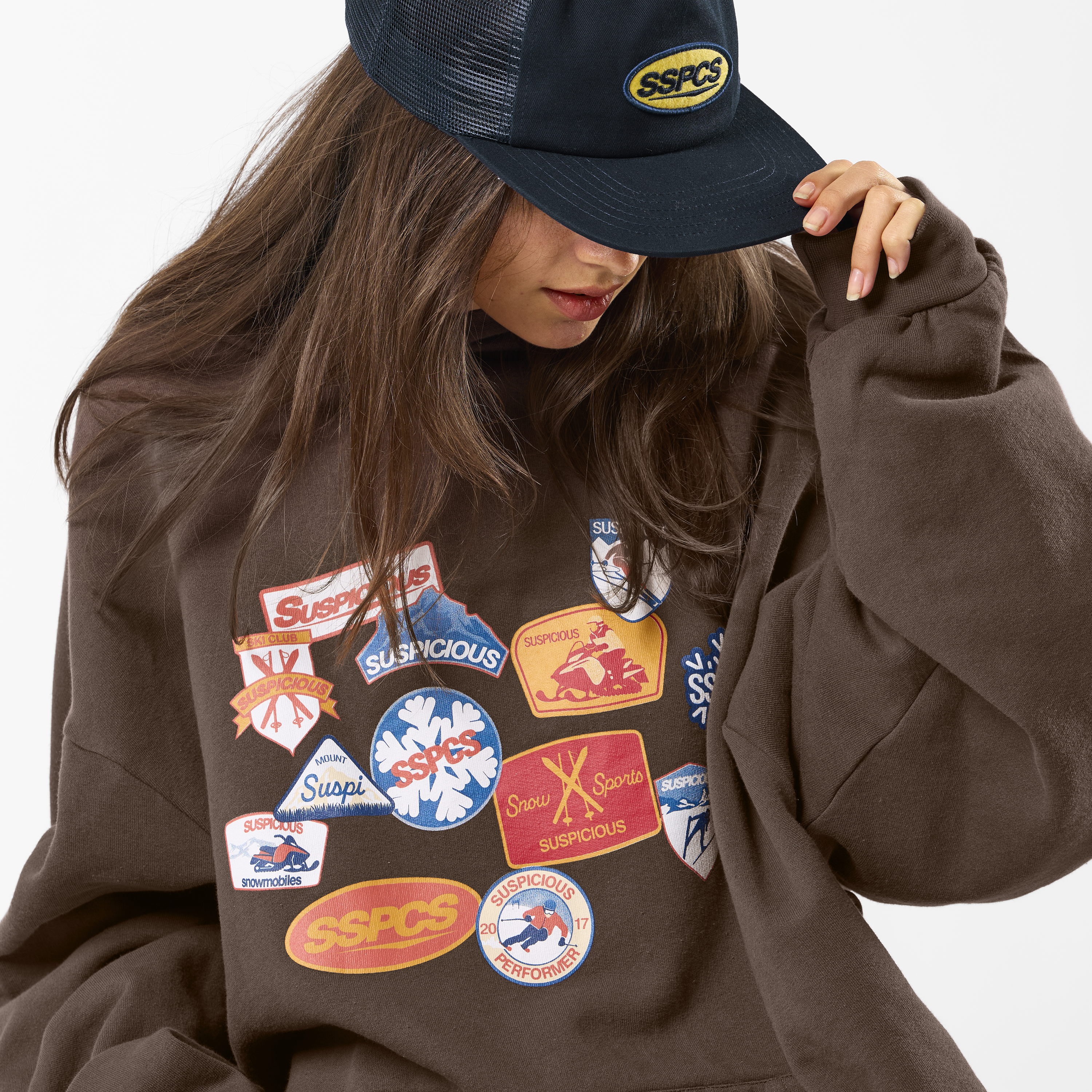 Suspicious Antwerp Winter3 / Patchwork Hoodie - Coffee