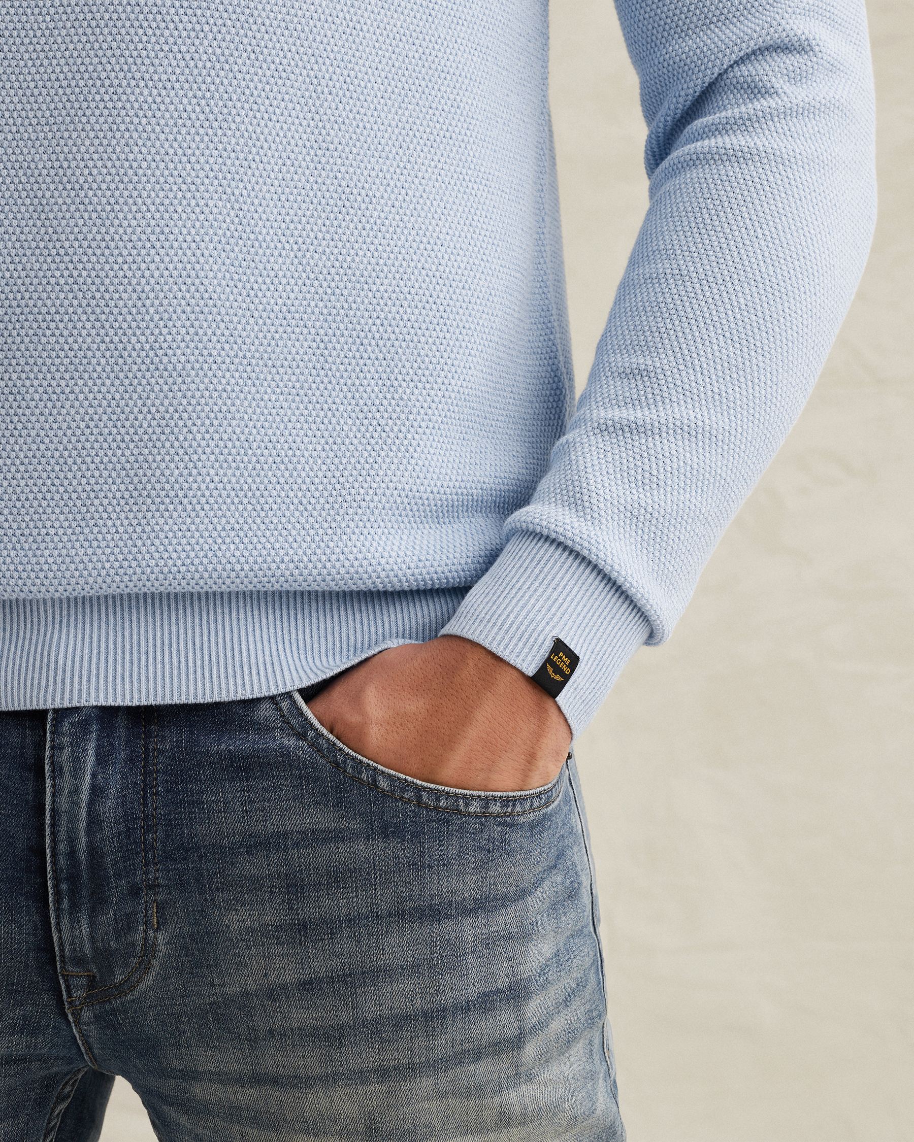 PME Legend Pullover in cotton/modal with ribbed collarx