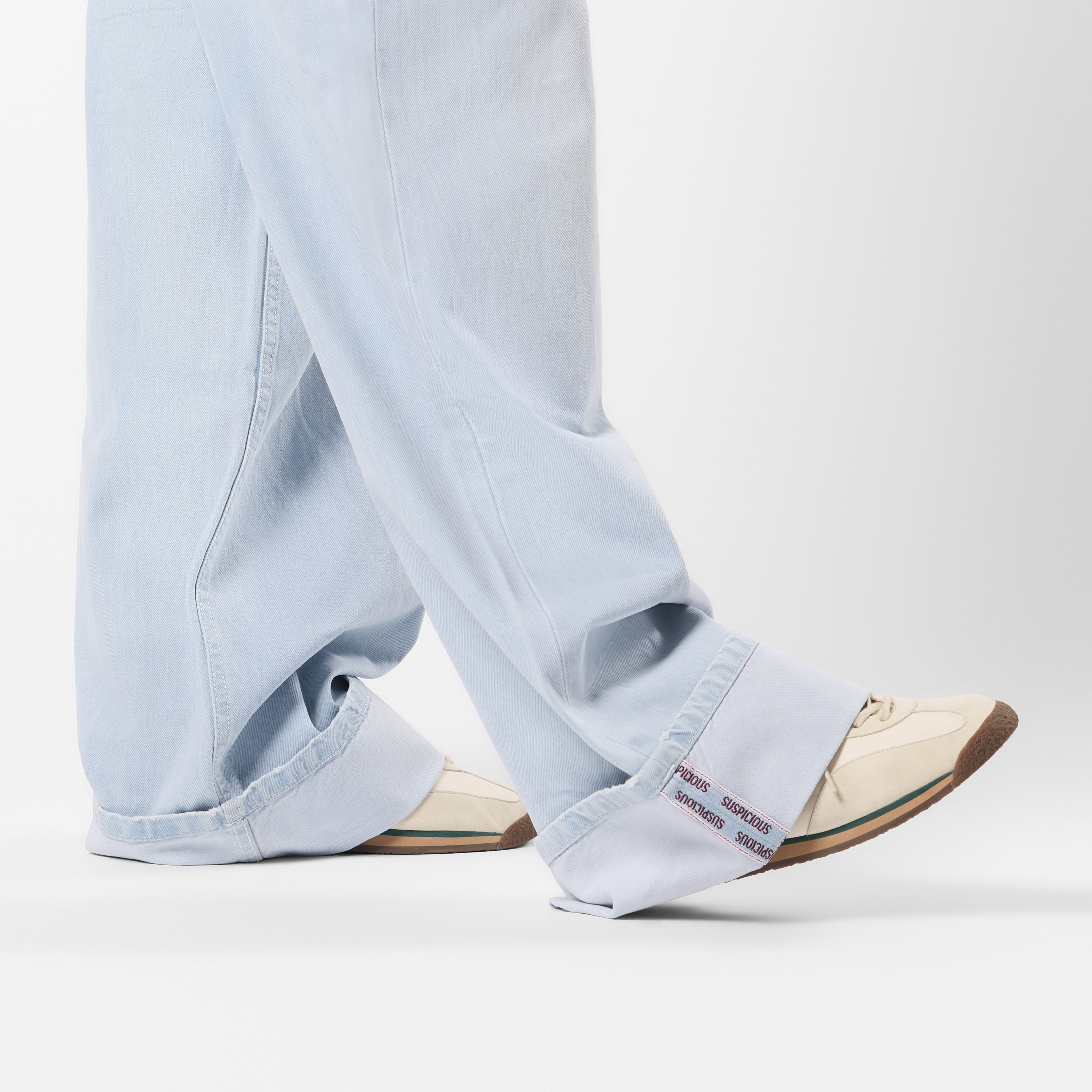 Suspicious Antwerp Winter2 / Selvedge Turn-Up Baggy Jeans - Bleached