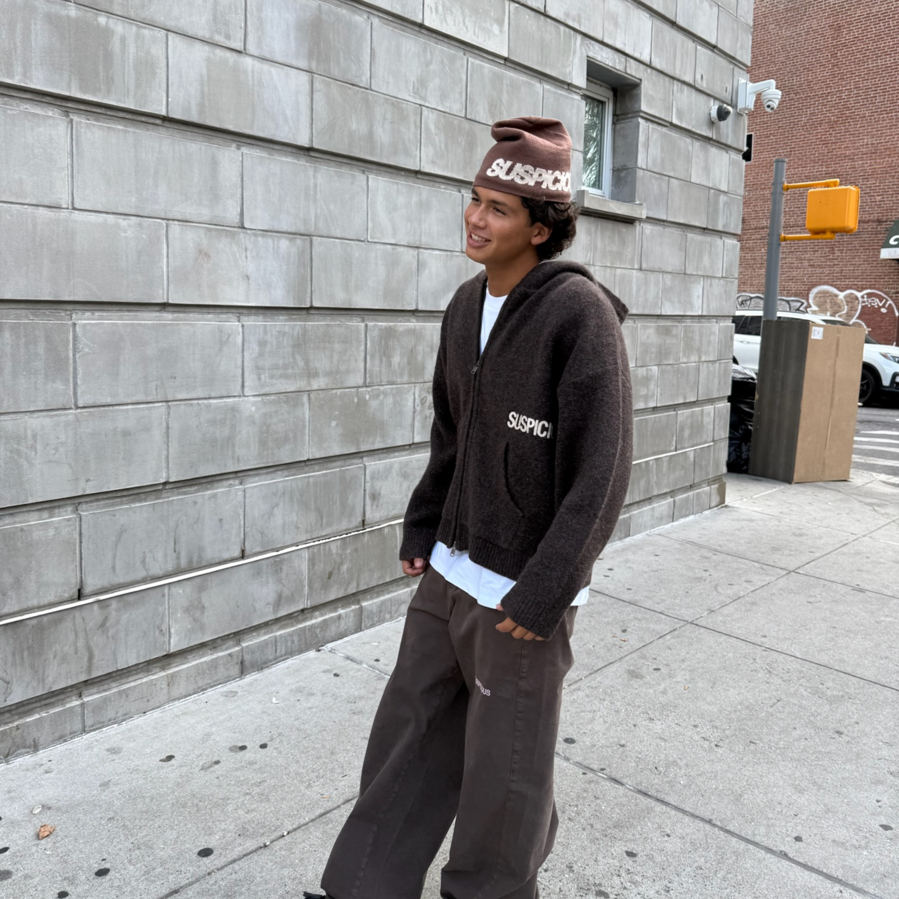 Suspicious Antwerp Winter1 / Core Knitted Zipped Hoodie - Espresso