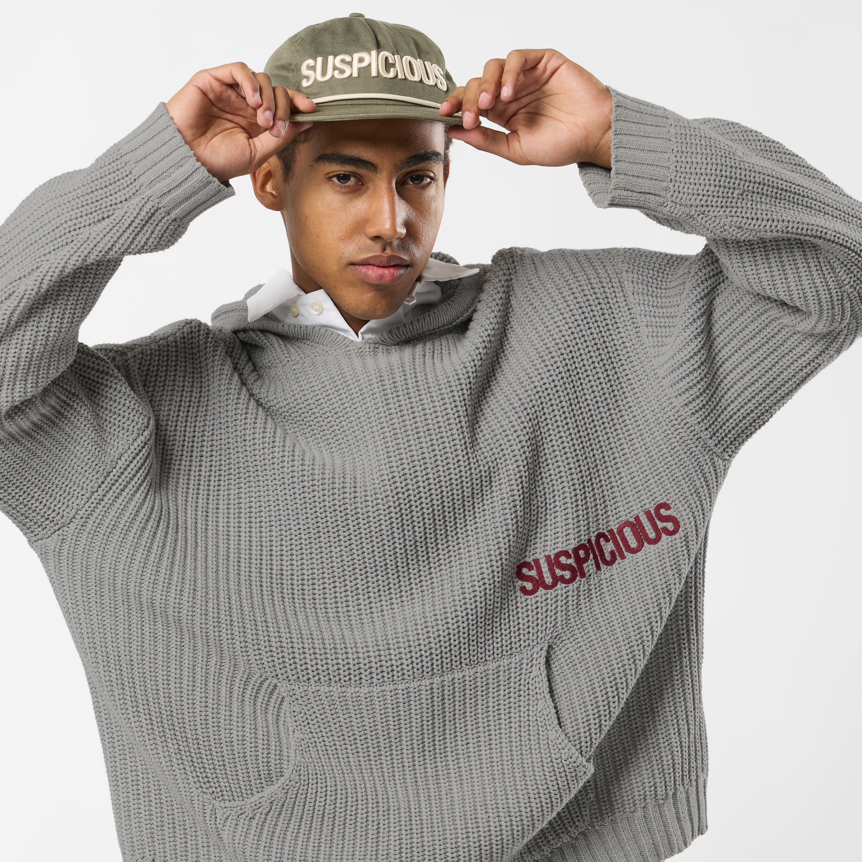Suspicious Antwerp Fall / Core Knitted Hoodie - Neutral Heather