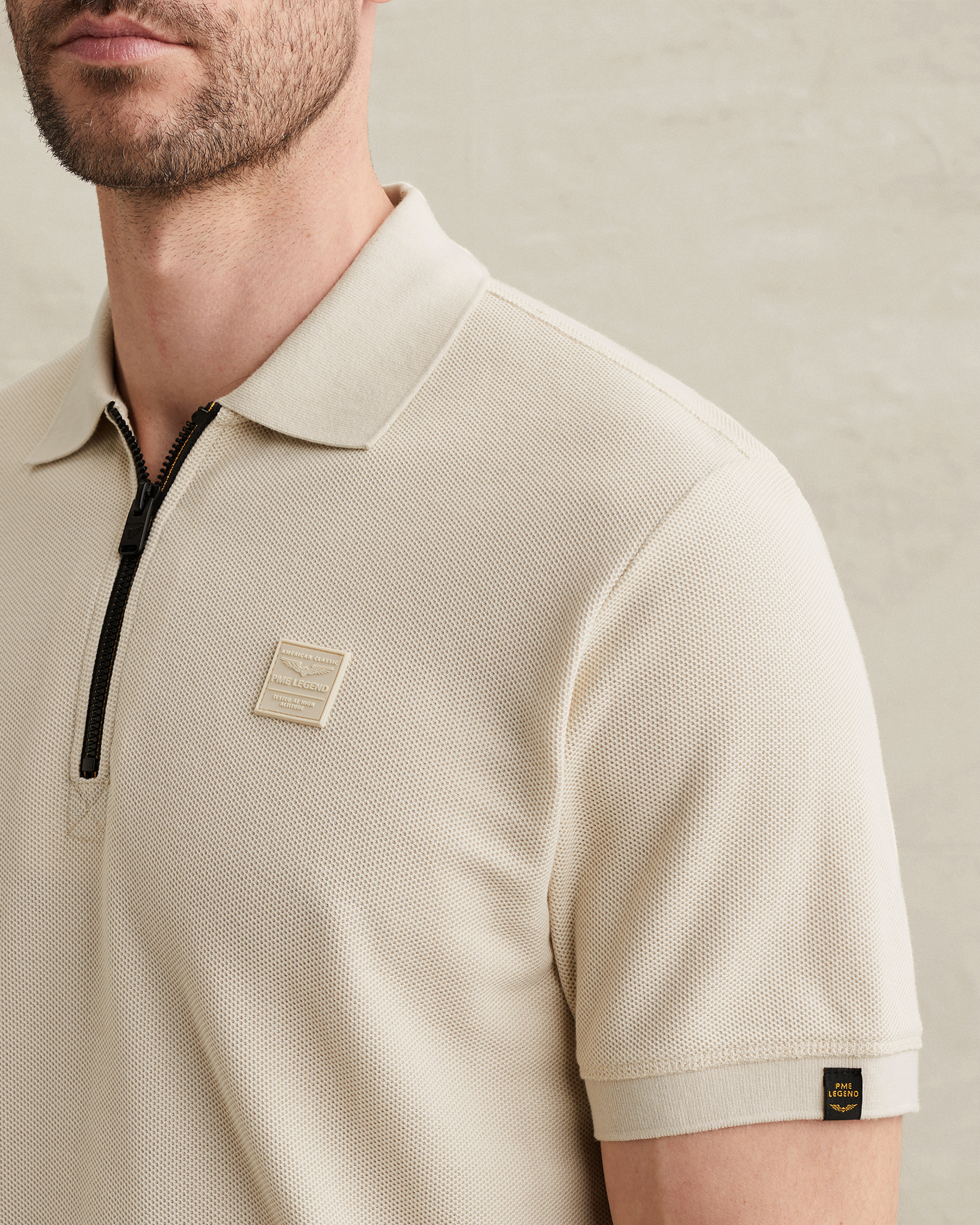 PME Legend Polo shirt with waffle texture and ribbed collarx