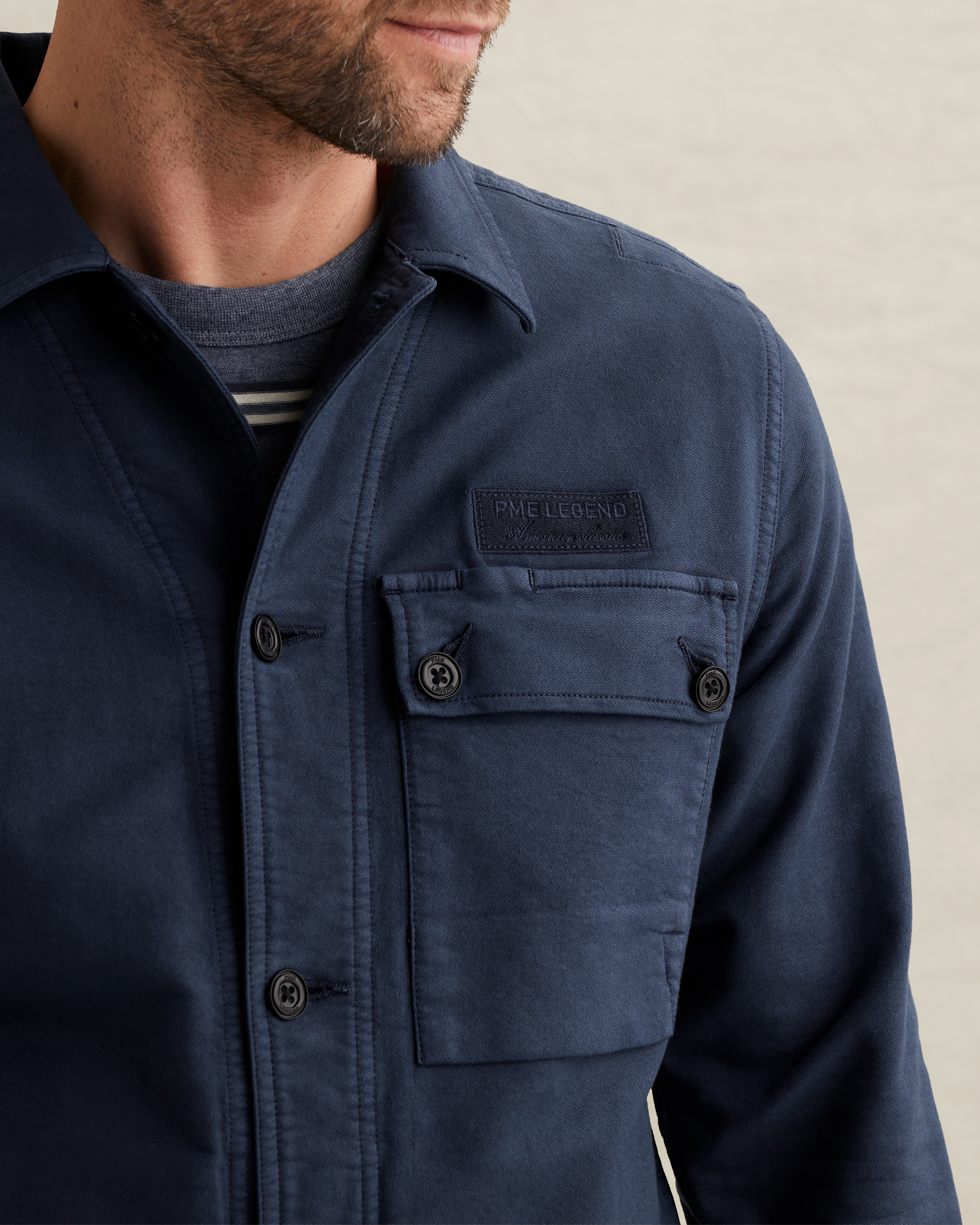 PME Legend Shirt jacket with garment-dye wash and button closurex